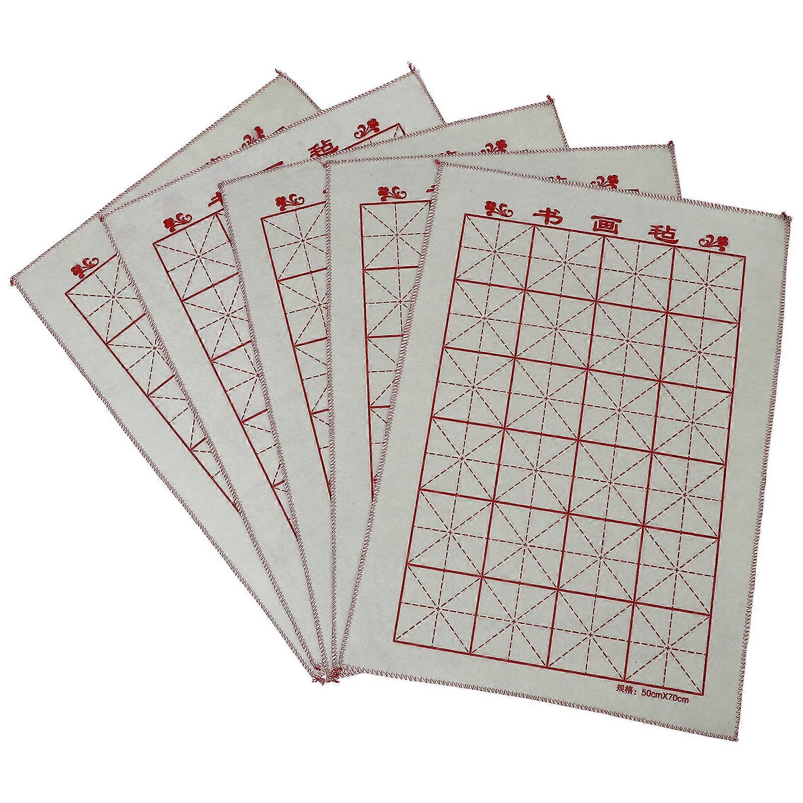 Chinese Painting Felt Mats Calligraphy Practice Writing Mats Light Grey 70.00X50.00X0.50CM For Students 5Pack