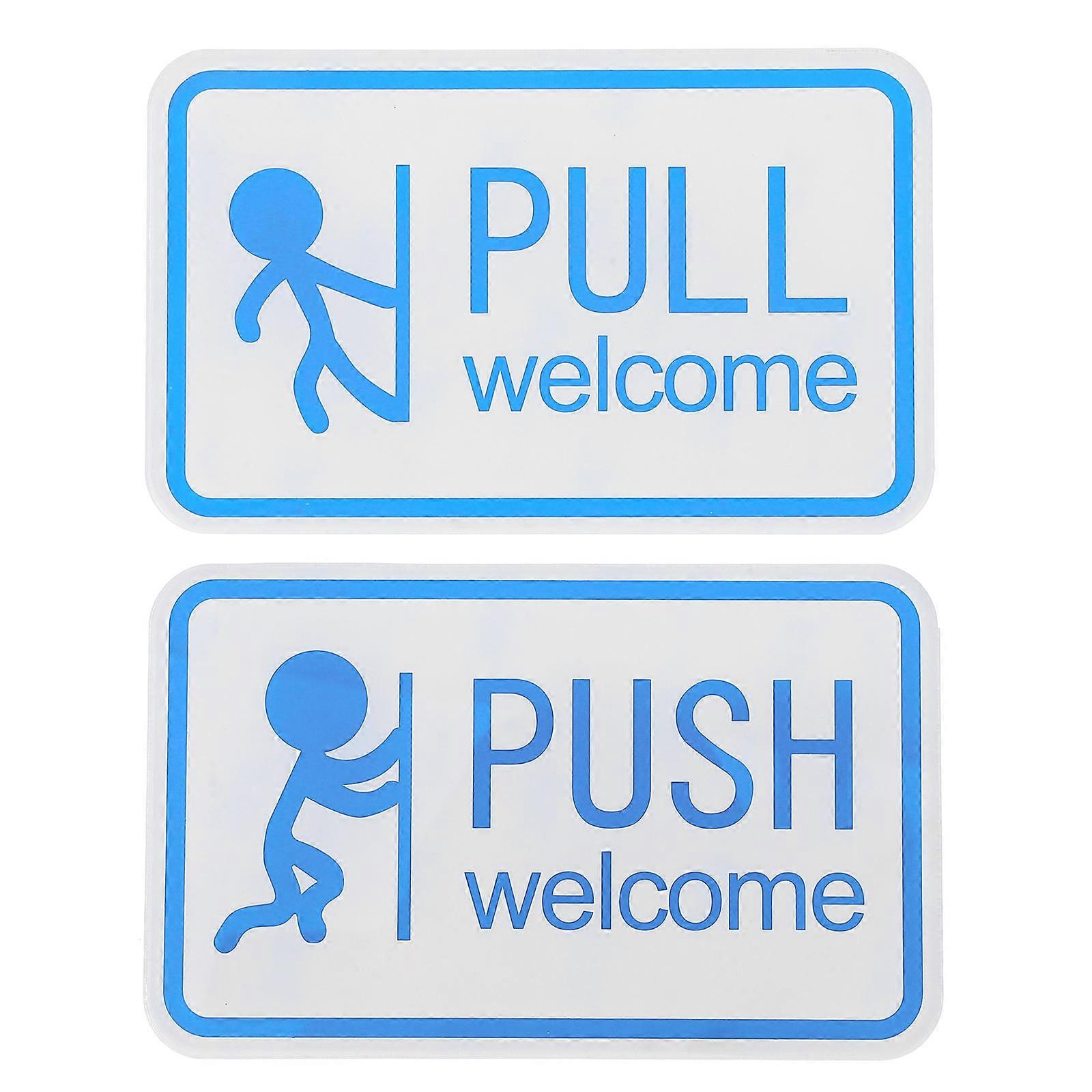 Adhesive Push Pull Sign for Glass Doors Easy Installation Blue 12.00X7.50X0.20CM Use 2Pcs