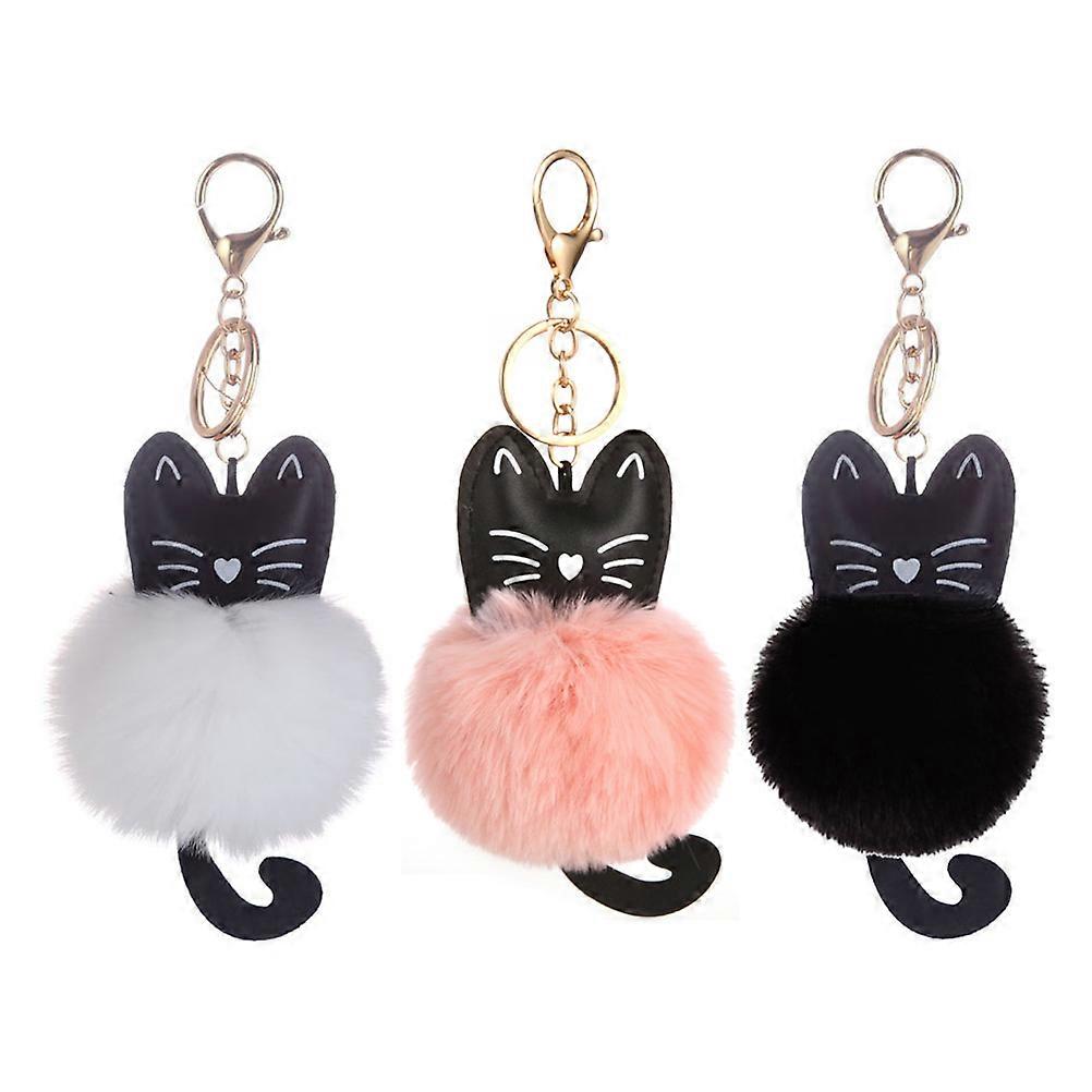 Here's a refined and engaging product description for your **3pcs Cute Cat Key Chain Pendant With Buckle Fluffy Bag Charm**:
### ๐พ 3 Pack Cute