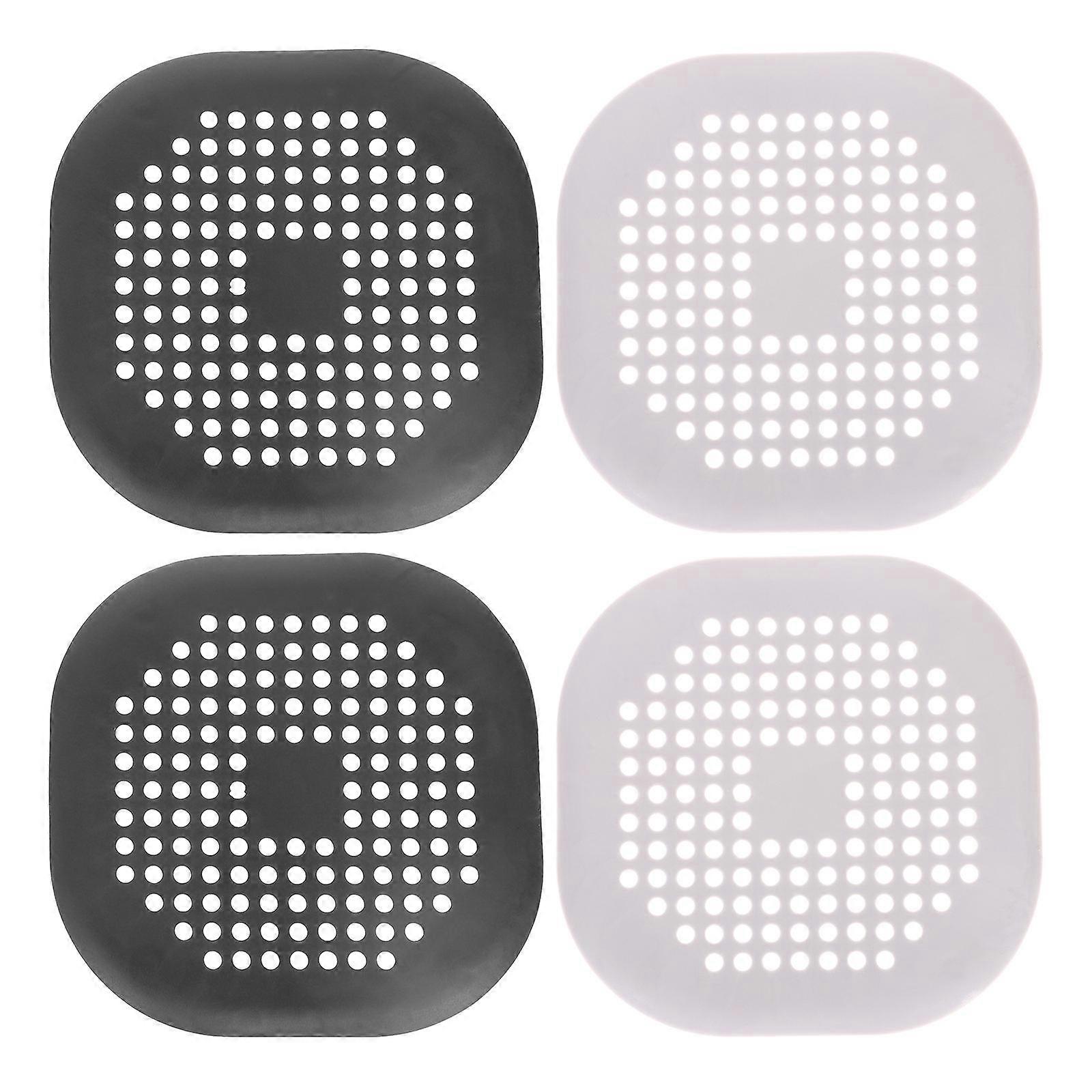 Hair Blocker For Shower Drain Square Shape TPR Material Home Use Daily Maintenance 4Pcs