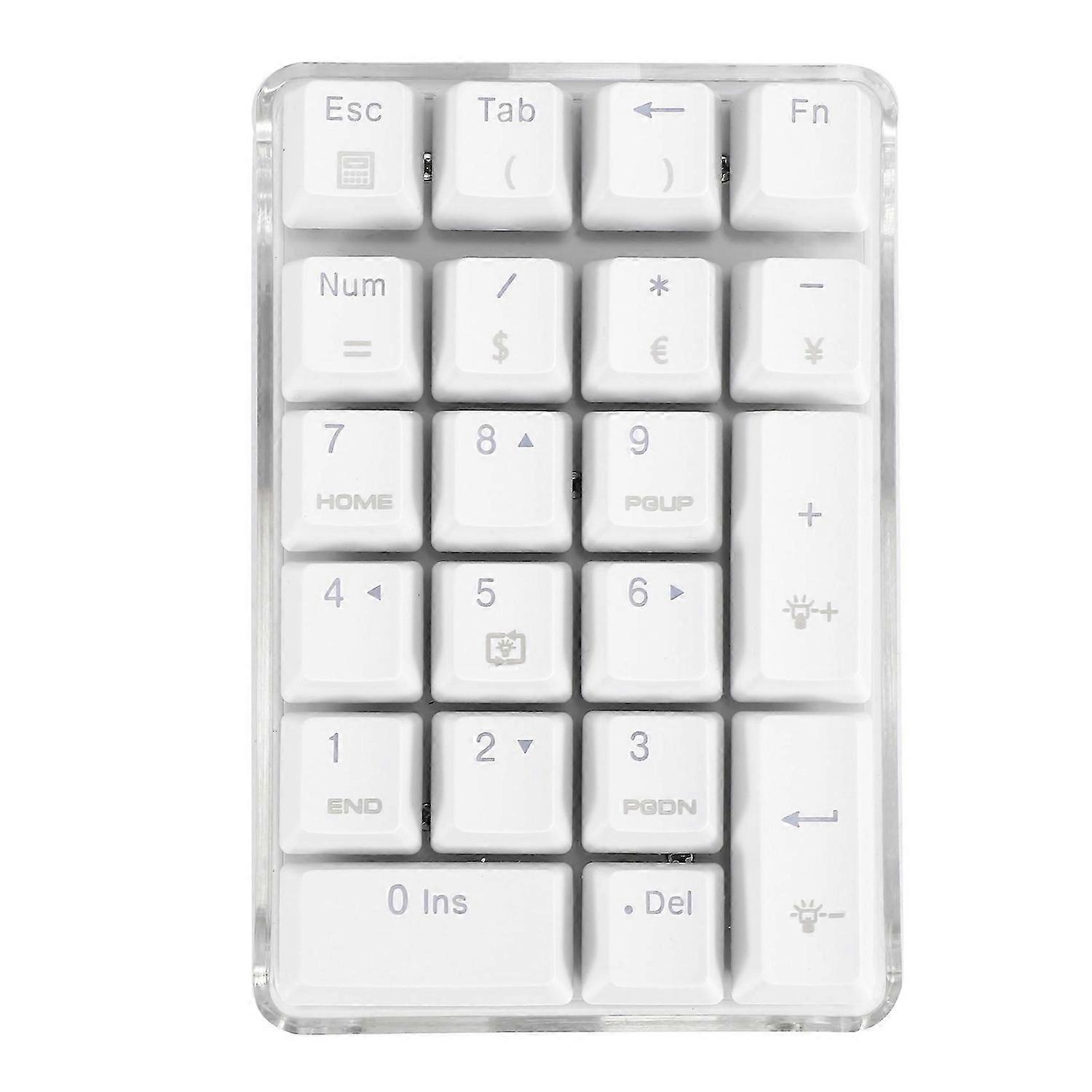 Mechanical Numeric Keypad GATERON Brown Switch Wired Gaming Keypad Crystal Case White Backlit 21 Key