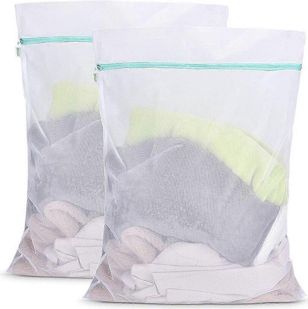 60×80cm Reusable Laundry Net Bag with Zipper (2-Pack)