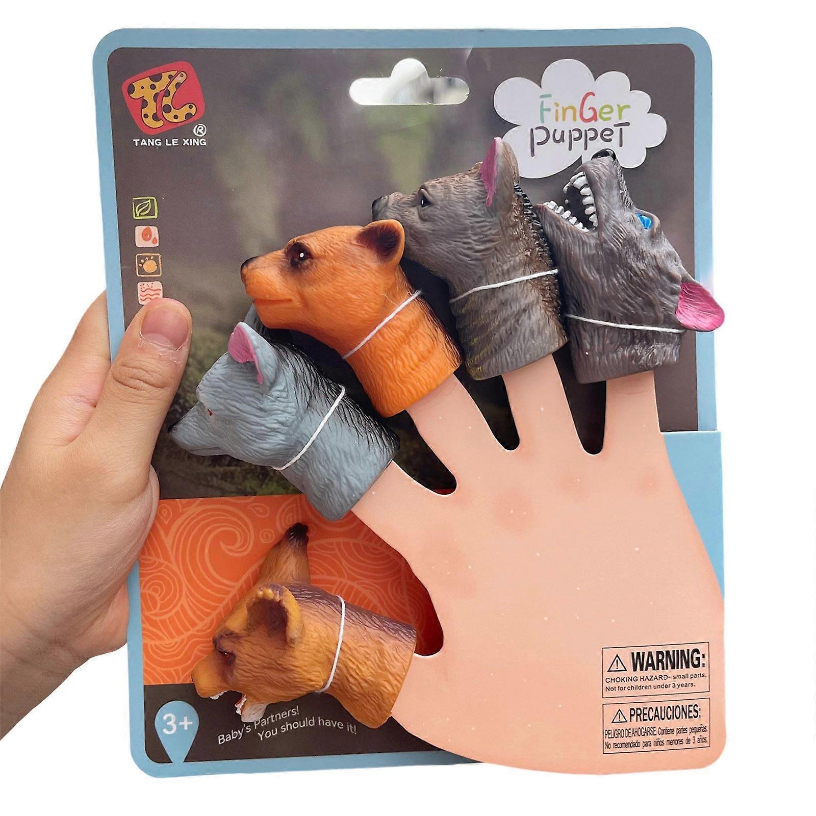 Güvenli PVC Hayvan Parmak Kuklaları 5 Çocuk Yetişkinler Parti Yaratıcı Oyun Erken Eğitim Oyuncak Seti