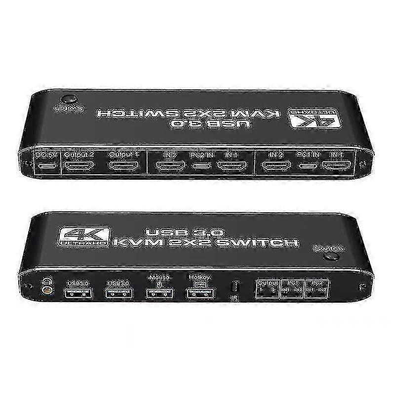 suitable for dual monitor hdmi kvm switch 2x2 usb3.0 2 in 2 out 4k 60hz mixed display for 2 monitors and 2 computers pc laptop