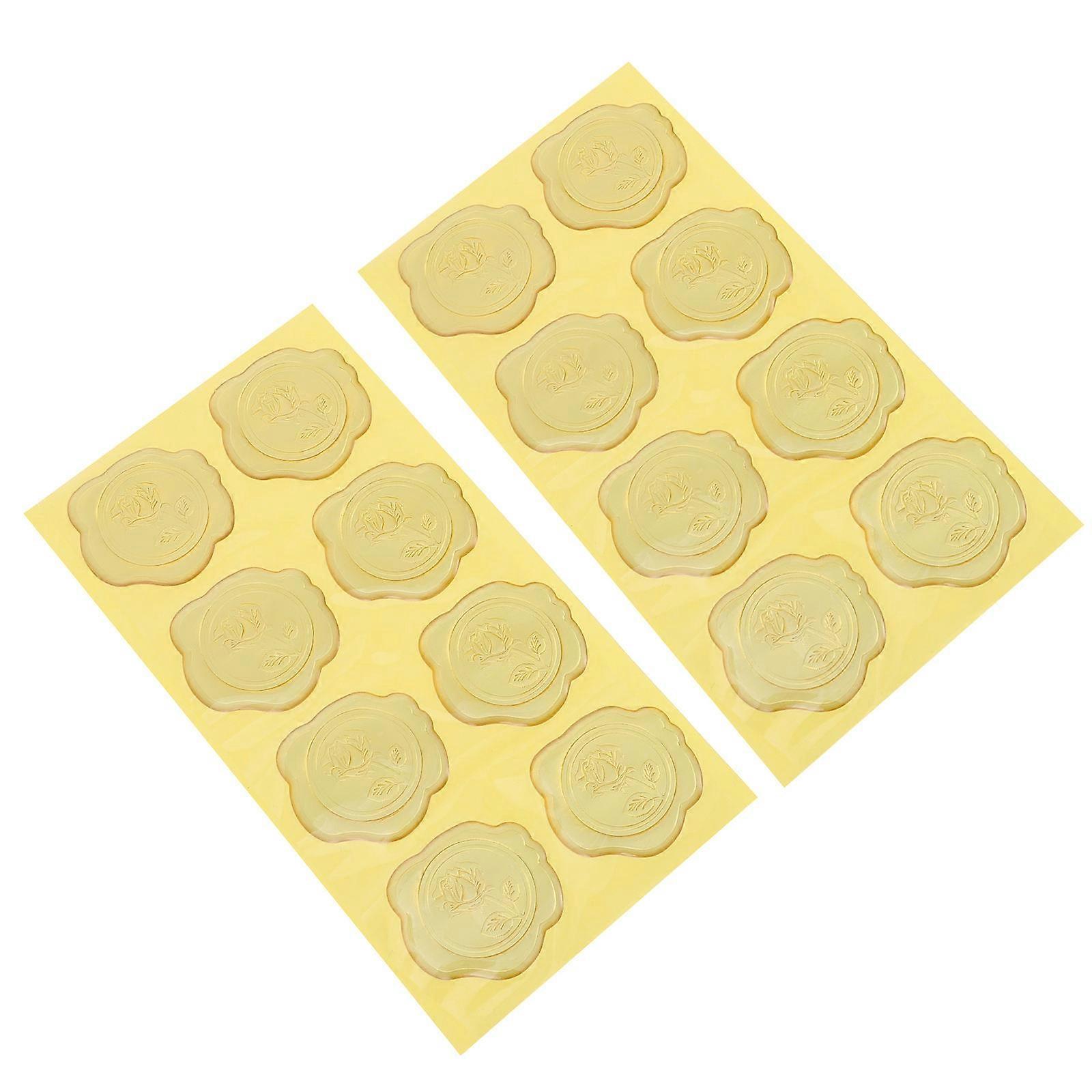Card Stickers Imitation Fire Lacquer Clay Sealing Stickers Embossed Design Synthetic Material 4x4cm Decoration 6 Sheets