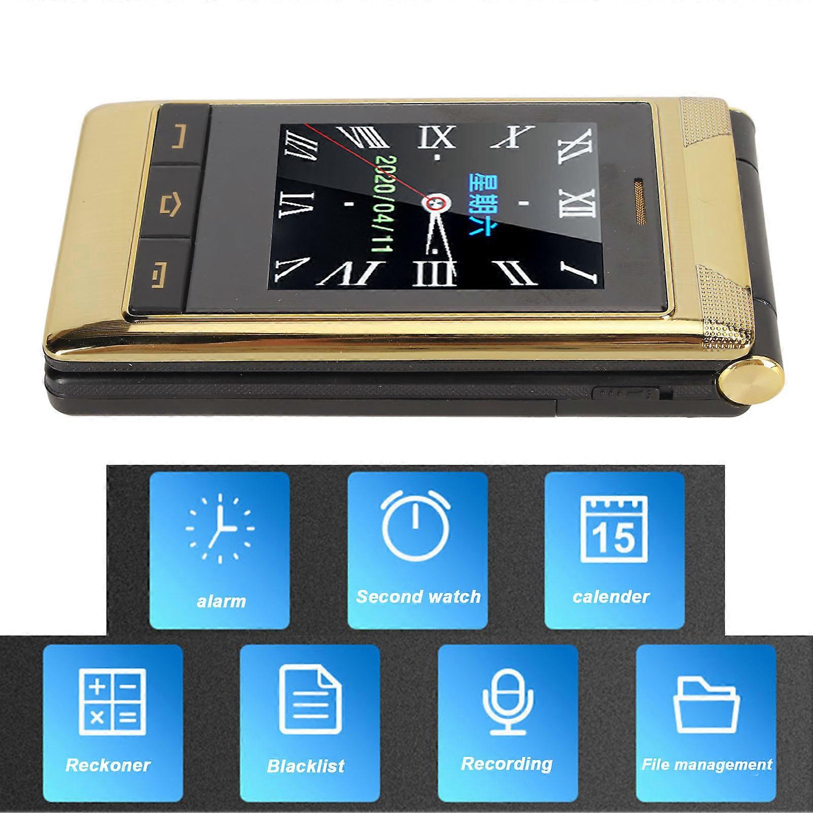 3.0in Flip Phone for Seniors Large Buttons Fonts Flip Mobile Phone HD Dual Screen Display Dual Card Loud Volume 5900mAh Battery Gold 