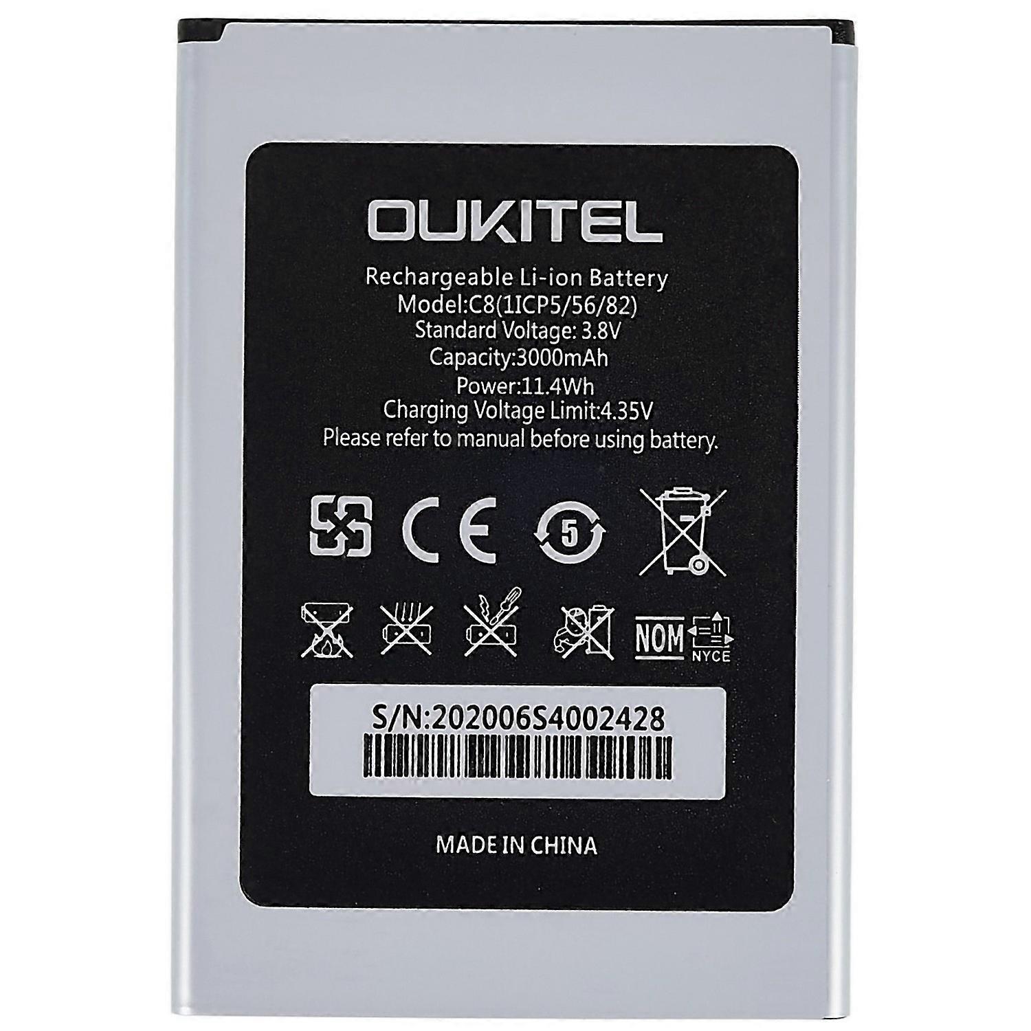 Pour Oukitel C8 3.80V 3000mAh Batterie Li ion rechargeable Remplacement