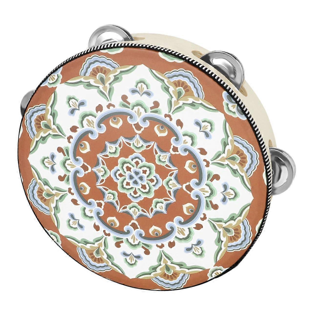 Handheld Tambourine Drum with Metal Bells, Stylish Design for Parties and Dance