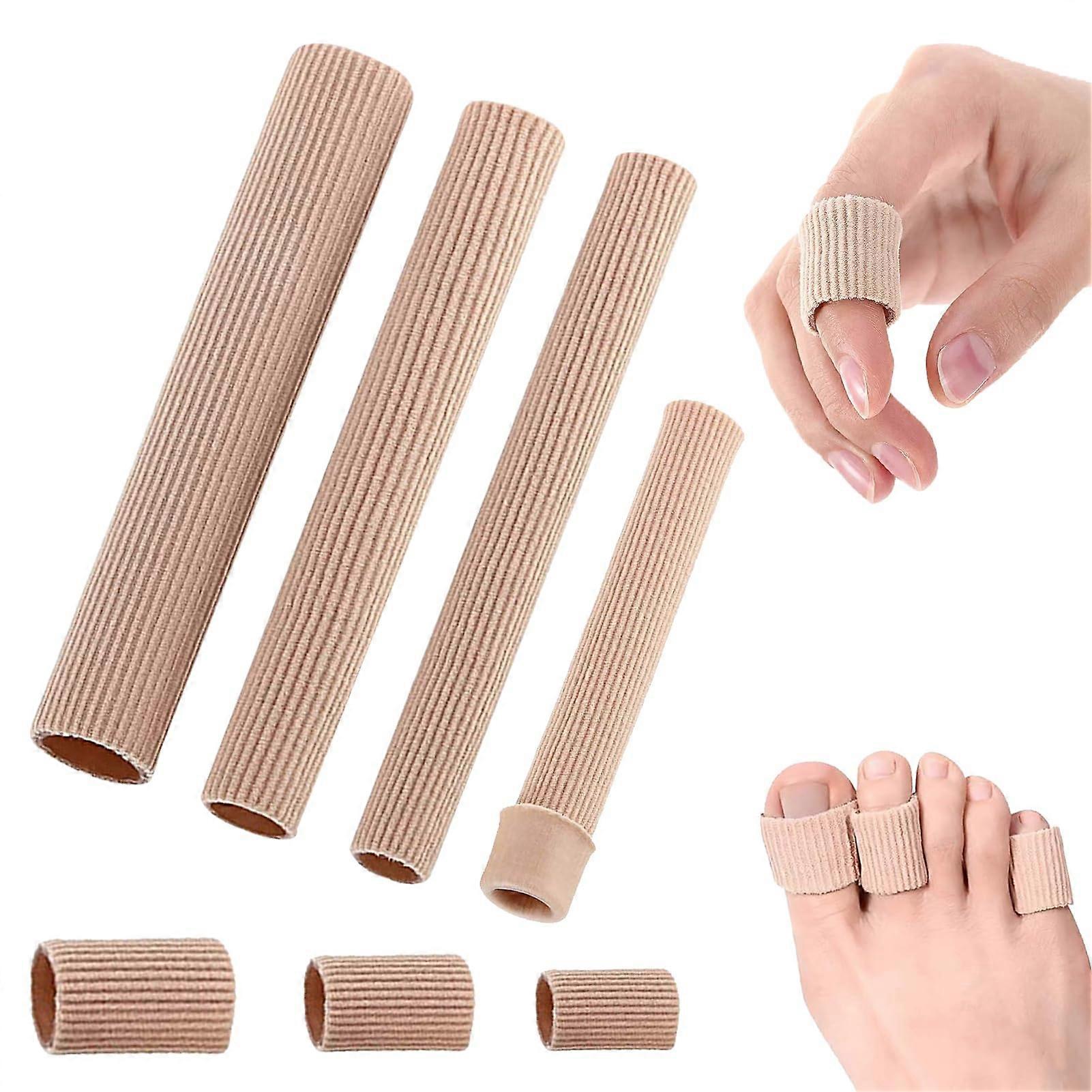 Silicone Toe Protection Pack of 3, Cuttable Large Toe Cushion Tube, Foam Pads for Corns and Callus Relief, Khaki