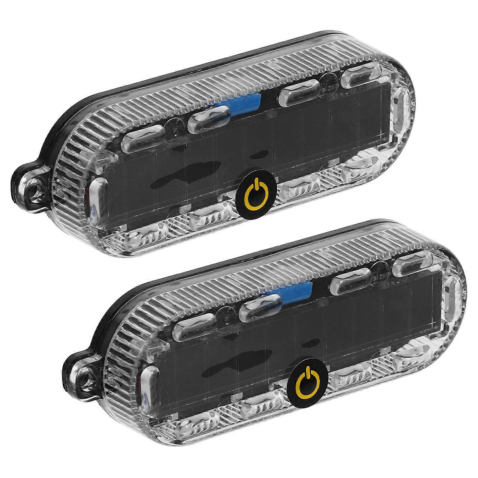 Safety Light For Motorcycle Solar Powered Motorbike Lighting Rectangular Shape 2Pcs