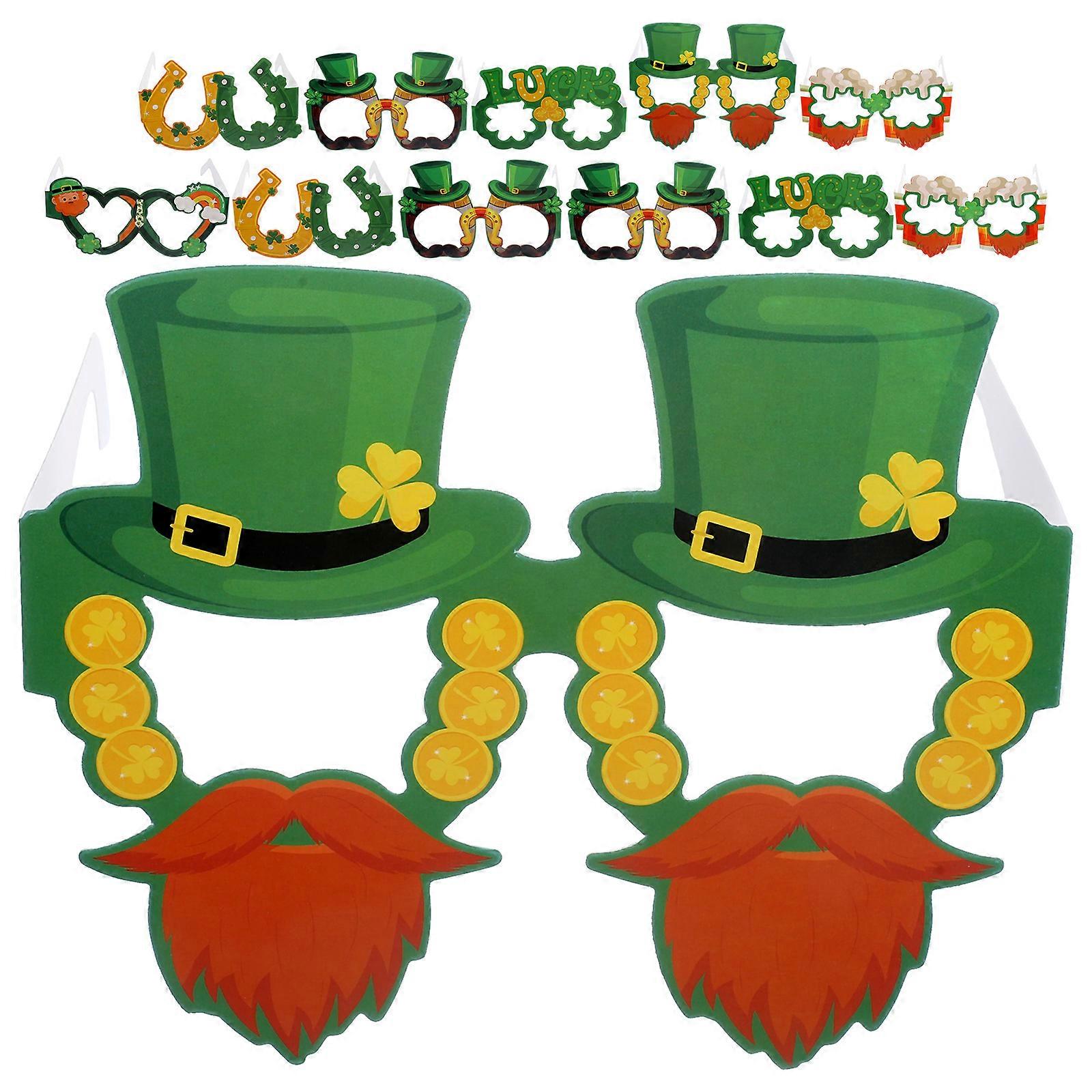 Clover Shape St Patricks Day Glasses Set Costume Accessory Party Eyewear Ireland 12Pcs