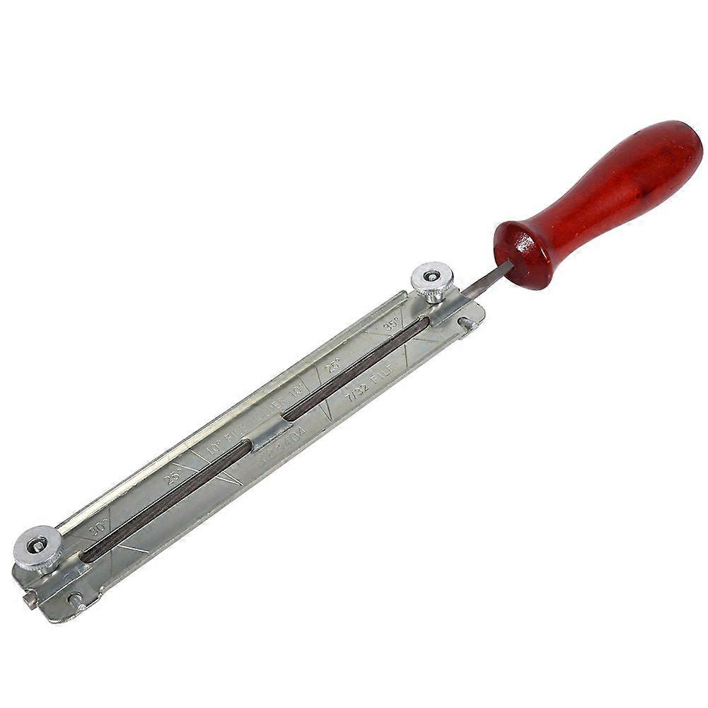 Stahlkettensaege Round Gauge With Wooden Handle And Holder, Chainsaw File Set 4.0mm 4.8mm 5.5mm, Woodworking Tool