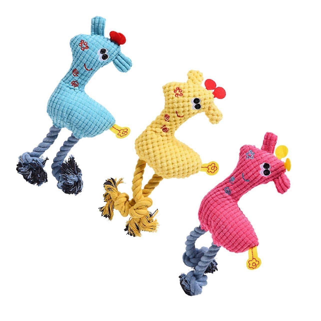 3-Piece Cartoon Fawn Dog Toy Set, Durable Orange Plush for Puppies, Promotes Play Behavior and Reduces Boredom