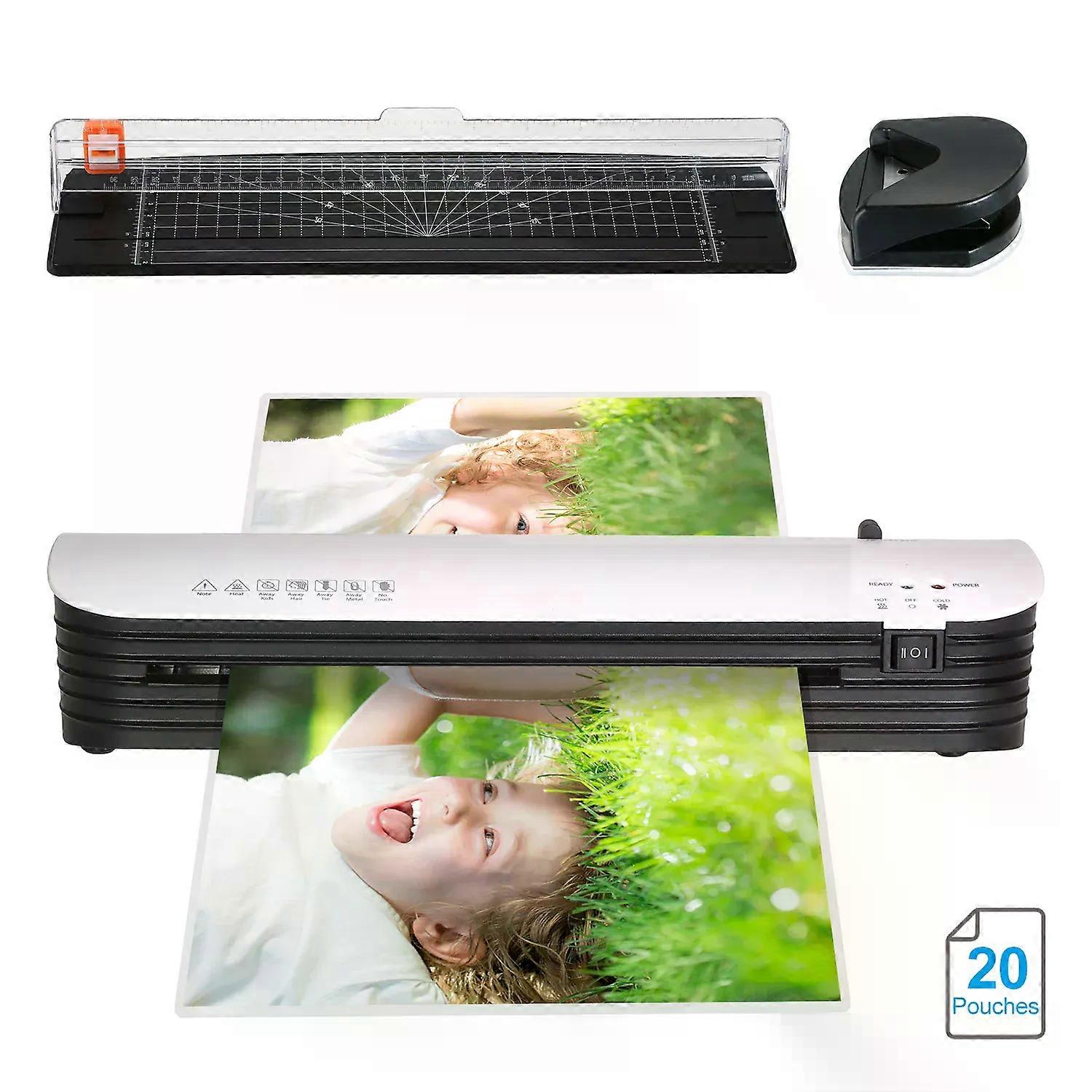 Office SL299 Laminator Machine Set A4 Size Hot and Cold Lamination 2 Roller System with 20 Laminating Pouches Paper Cutter Corner Round