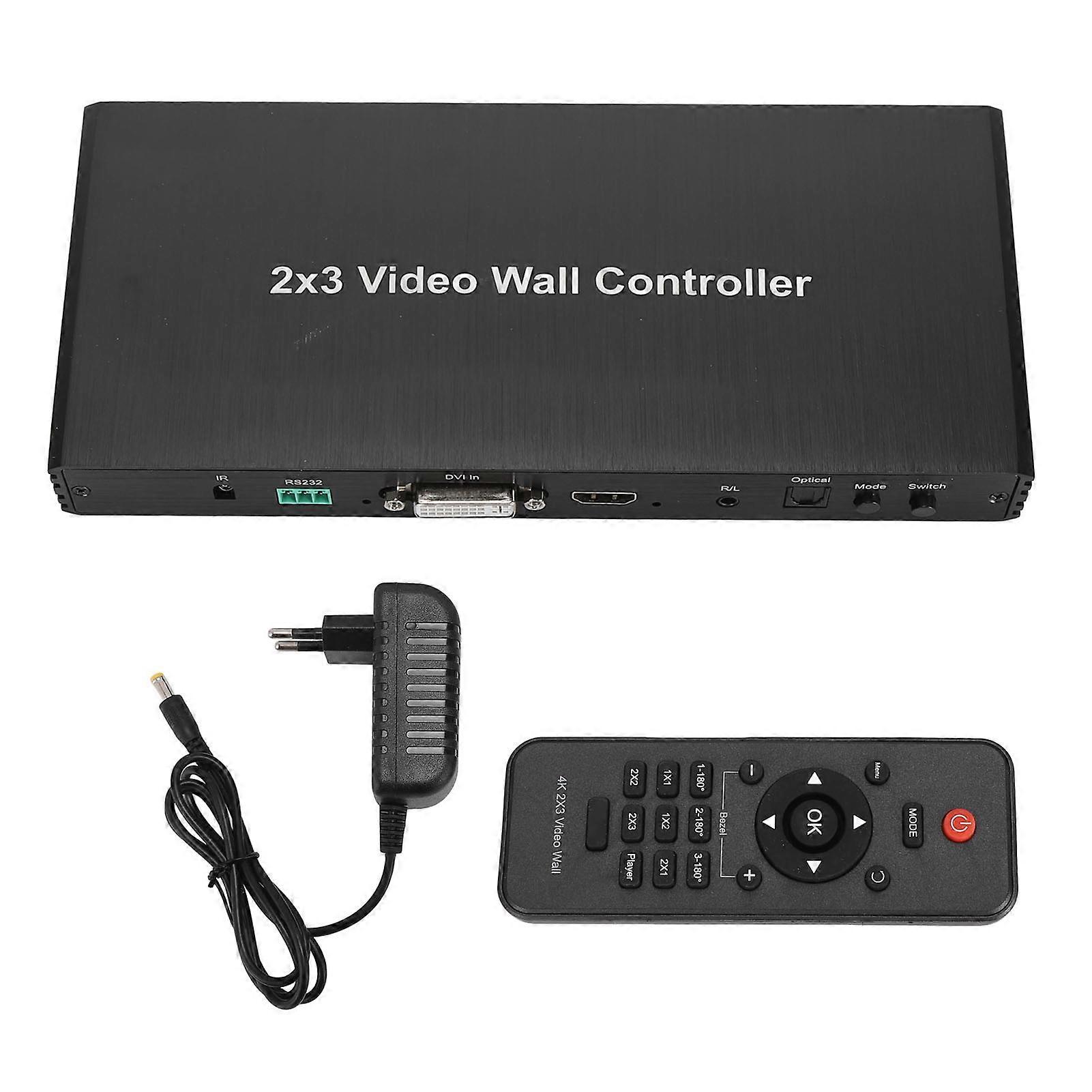 2x3 Video Wall Controller: HDMI DVI RS232 Input, 1080P HD, Seamless Splicing, EU Plug