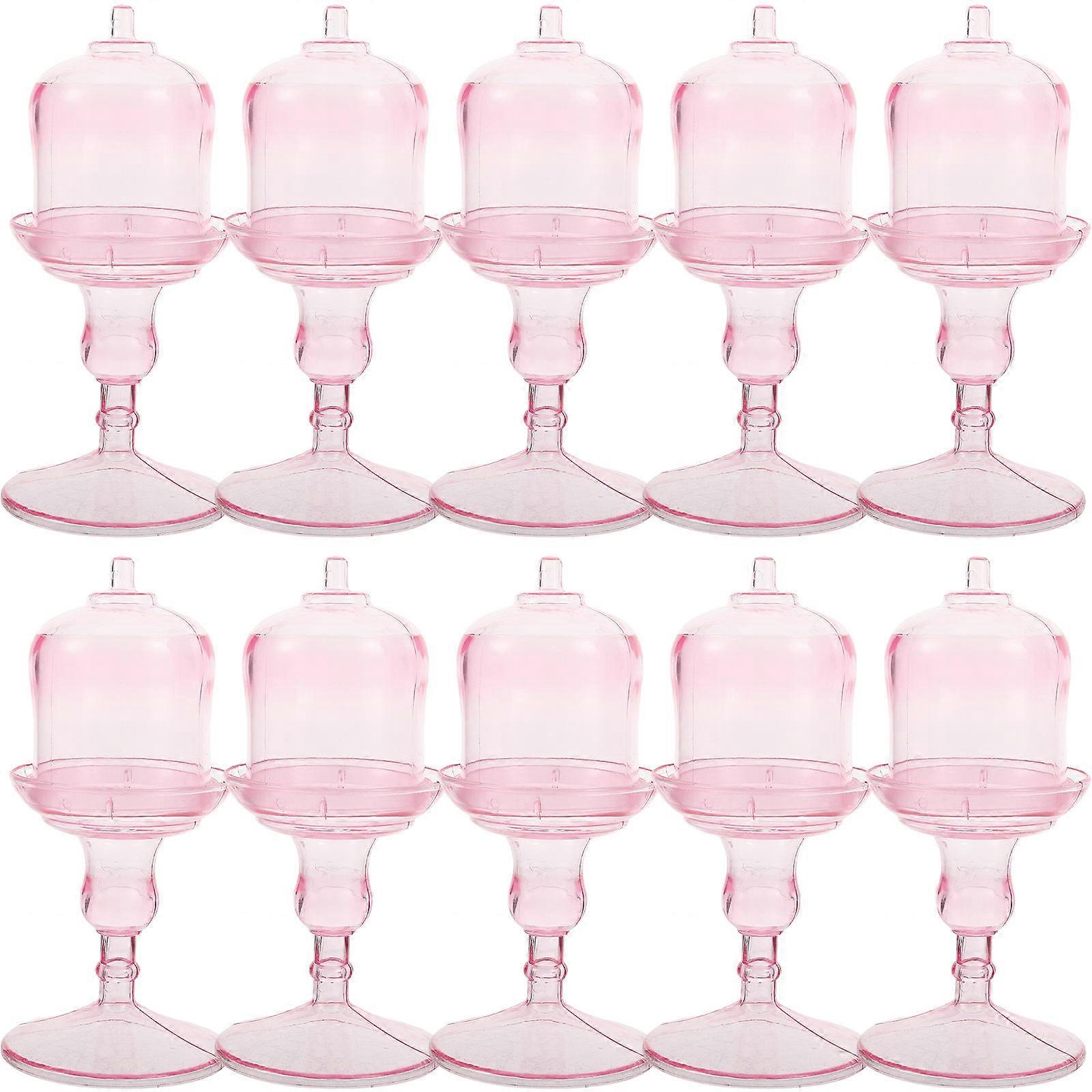 Candy Holder Tall Candy Stand With Dome Delicate Chocolate Beans Containers Wedding Party Pink 14X6.3X6.3CM Dessert Display 10Pcs