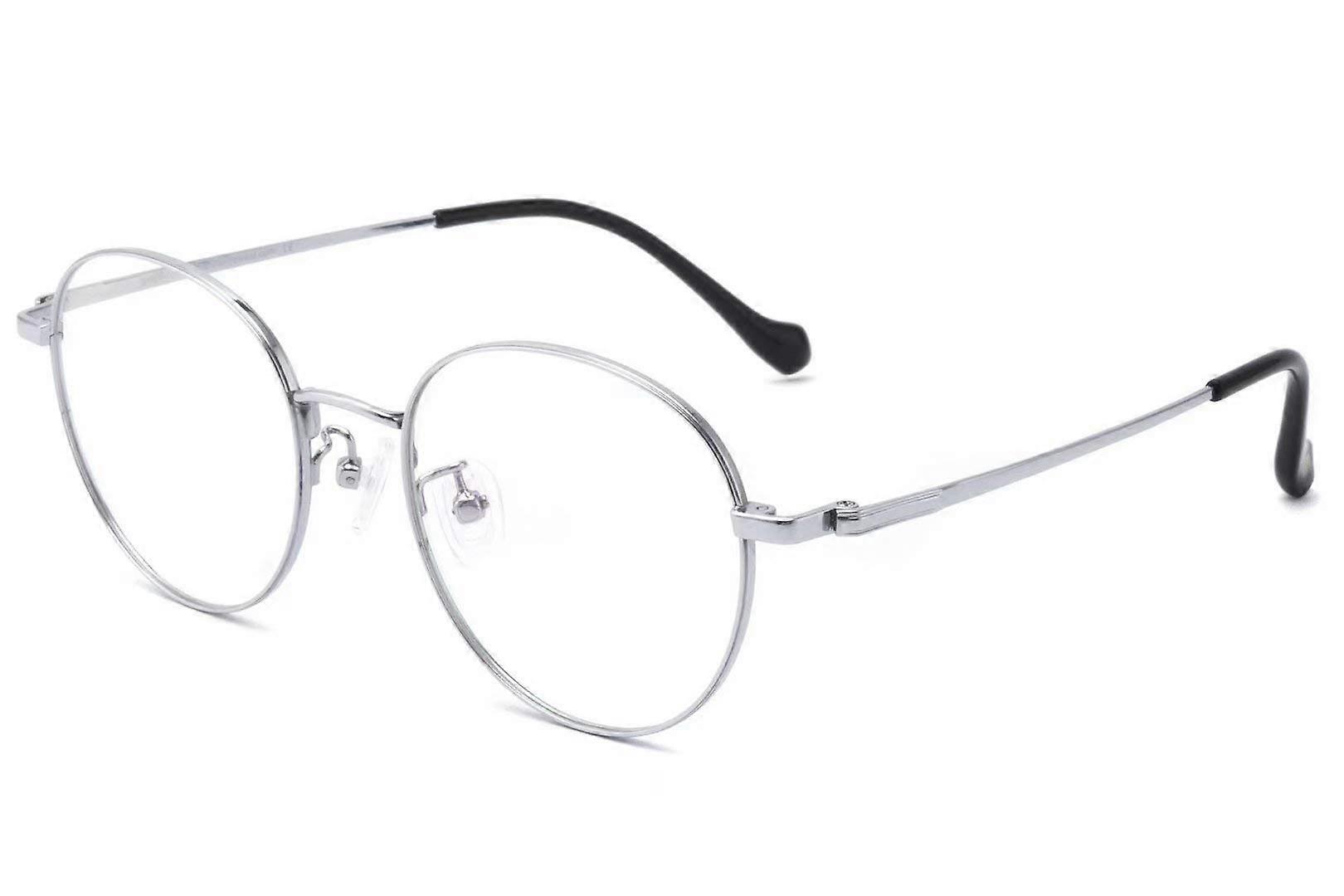 Titanium Frame Blue Light Filter Computer Glasses for Men and Women, Model AT1028 C2, Silver Color, Anti-Glare Design