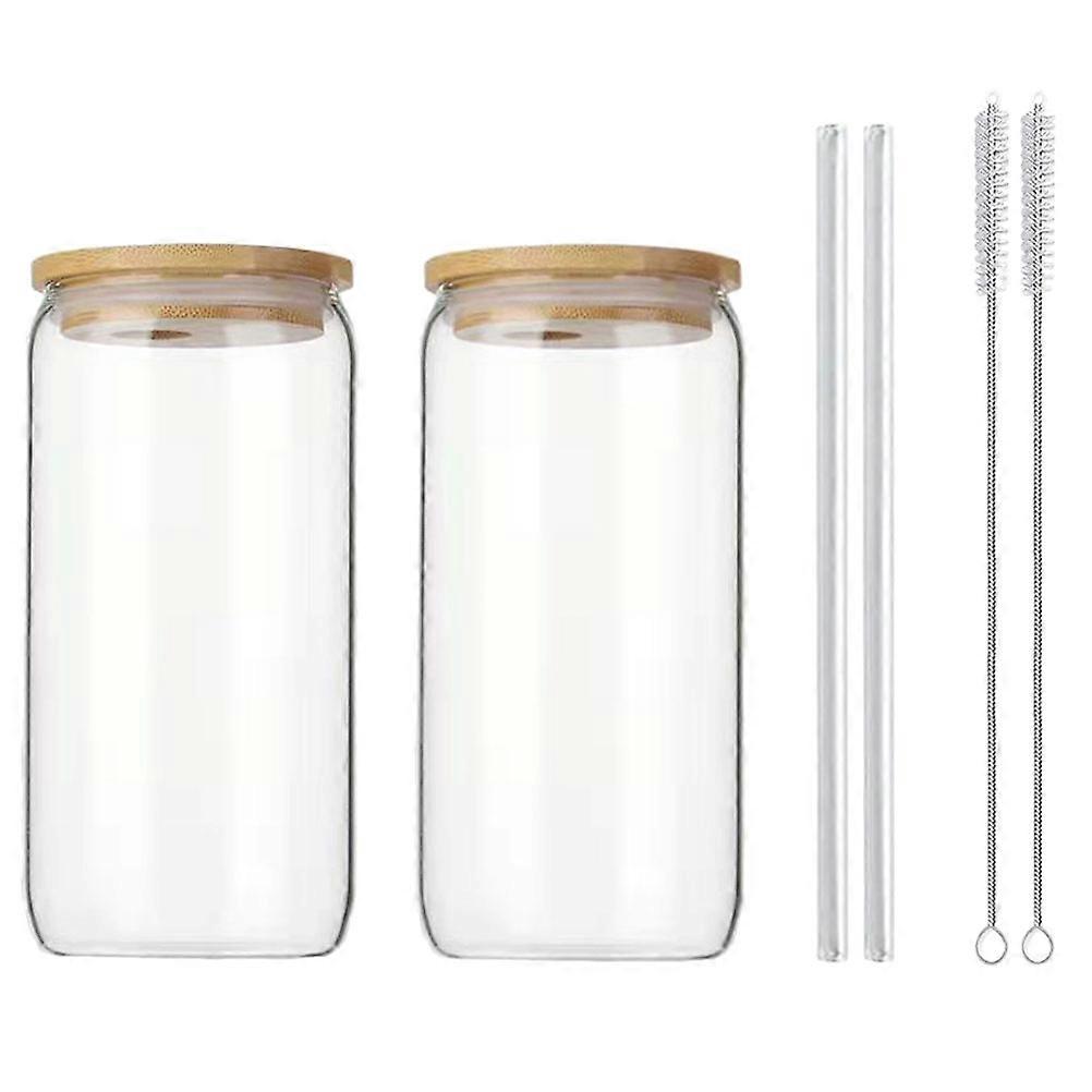 Glass Tea Mug With Straw Simple Design For Cafes And Bars 500Ml 2Sets