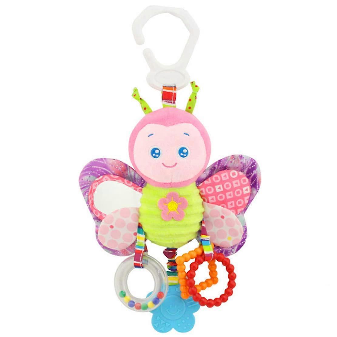 Baby Hanging Rattle Plush Toy Soft Animal Stuffed Teether Educational Toy for Stroller Crib Colorful Mobile Rattle