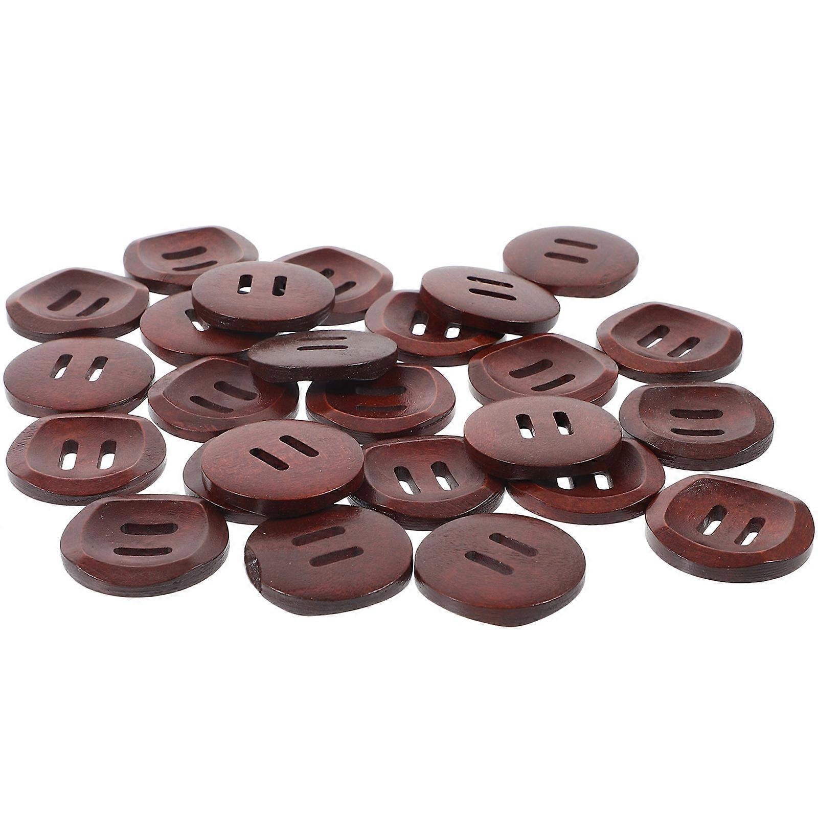 Button Kit Natural Wood Buttons For Clothing Fabric Decorative Use Simple Design 30Mm 25Pcs