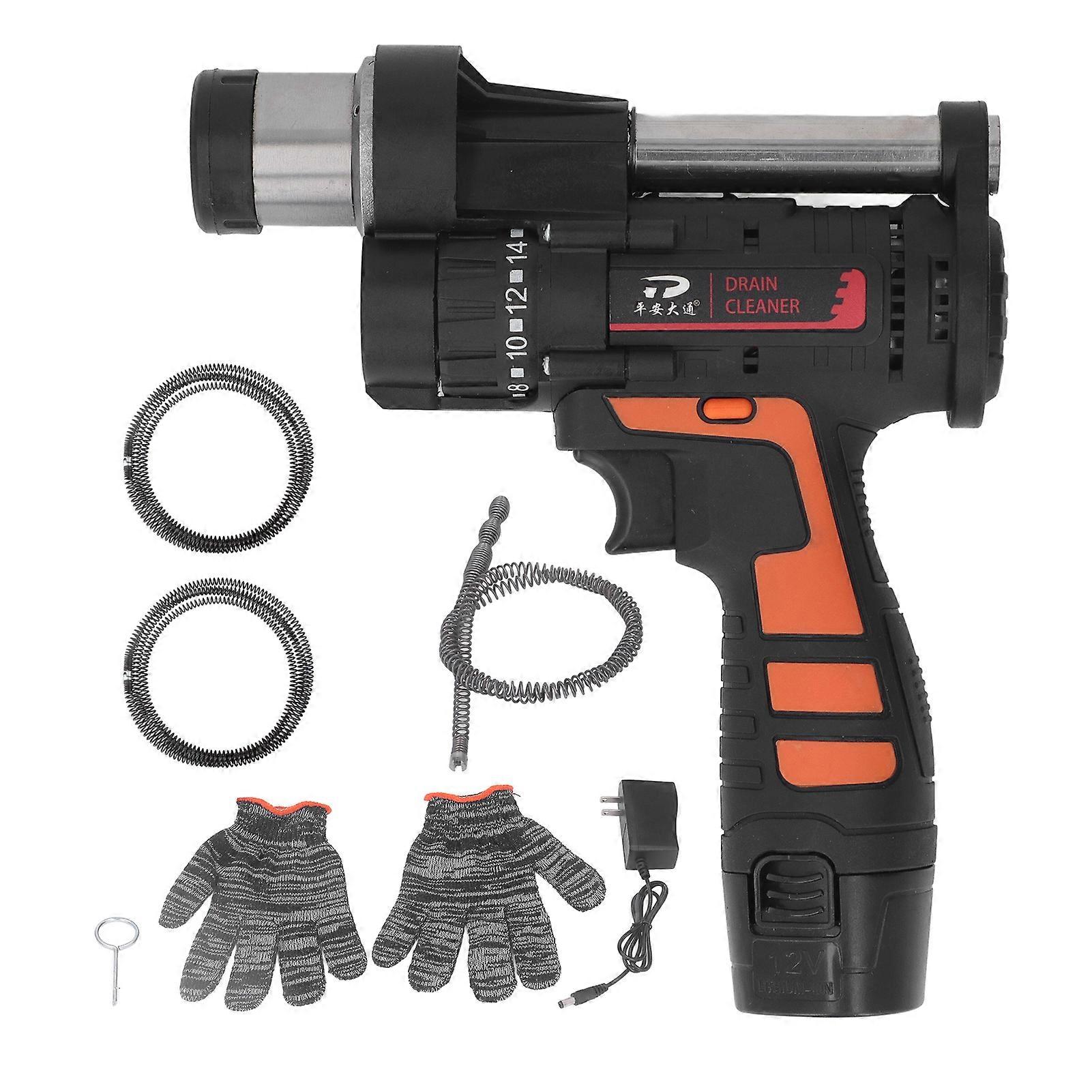 Electric Drain Auger Flexible Handheld Plumbing Snake Drain Clog Remover Tool for Toilet Bathroom 110‑240V