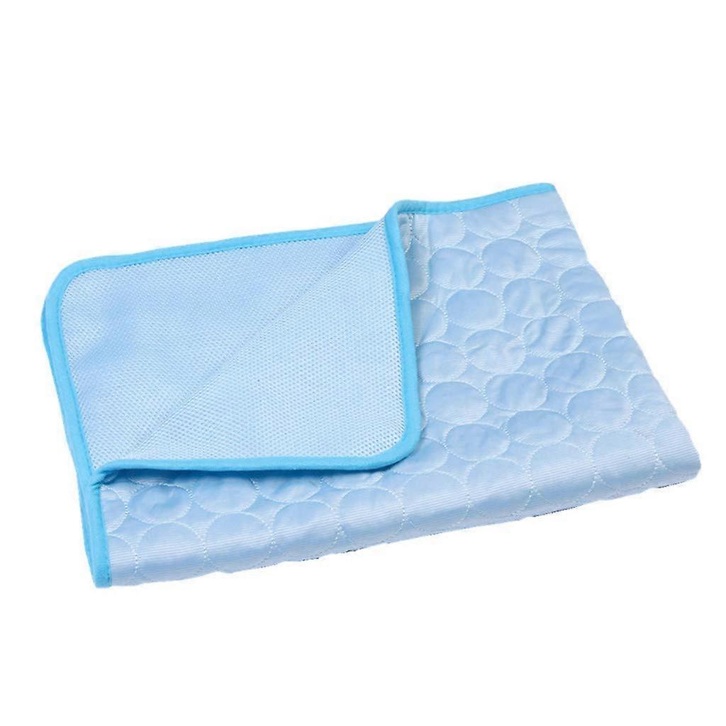Pet Mat Cat Dog Ice Pad Cold Sense Ice Silk Pad Summer Kennel Mat Sofa Cushion (S, Blue)