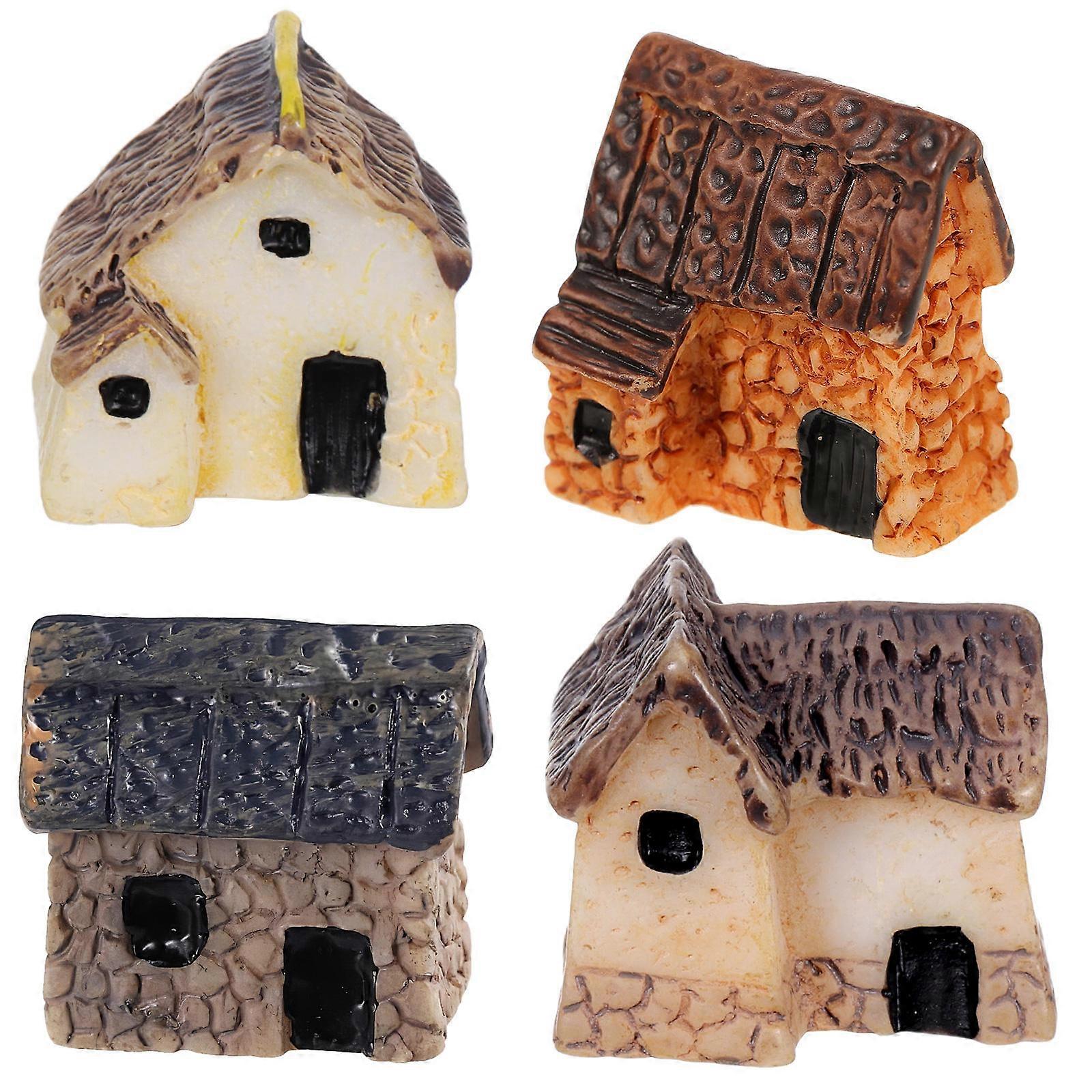 4 stk assortert farge miniatyr hus sett for fe hager og mikro landskapsarbeid dekor harpiks vanntett