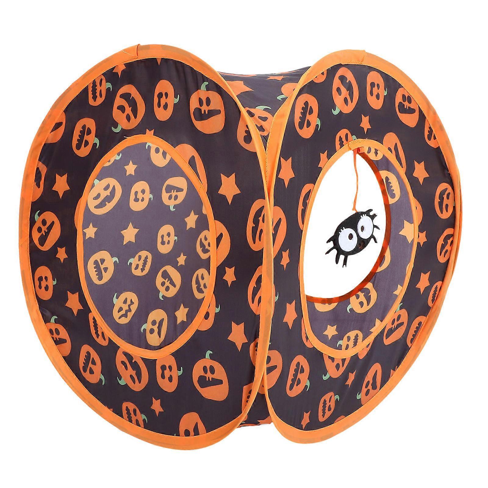 Polyester Pet Tunnel for Indoor Cats and Small Animals with Foldable Design and Halloween Theme 45.5 Inches