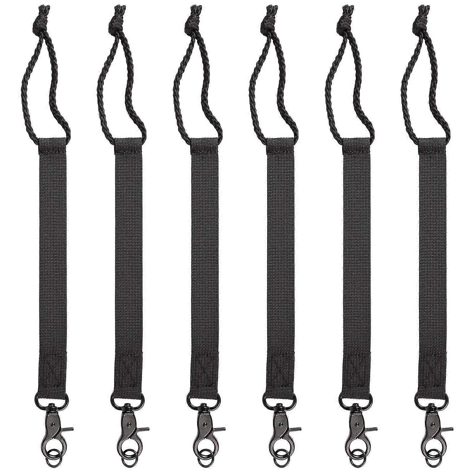 Pack of 6 Snowboard Leads, 33 cm Long, Binding Straps with Key Ring (Black)