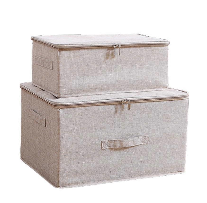 Storage Box, Dustproof Fabric UnderBed Storage with Zippered Lid, Breathable Material and Foldable Design (Beige) 38*26*15cm 45*35*25cm Beige