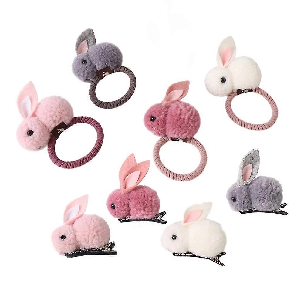 Durable Cartoon Hair Ties with Rabbit Design for Decoration in Assorted Colors Fits Most Styles
