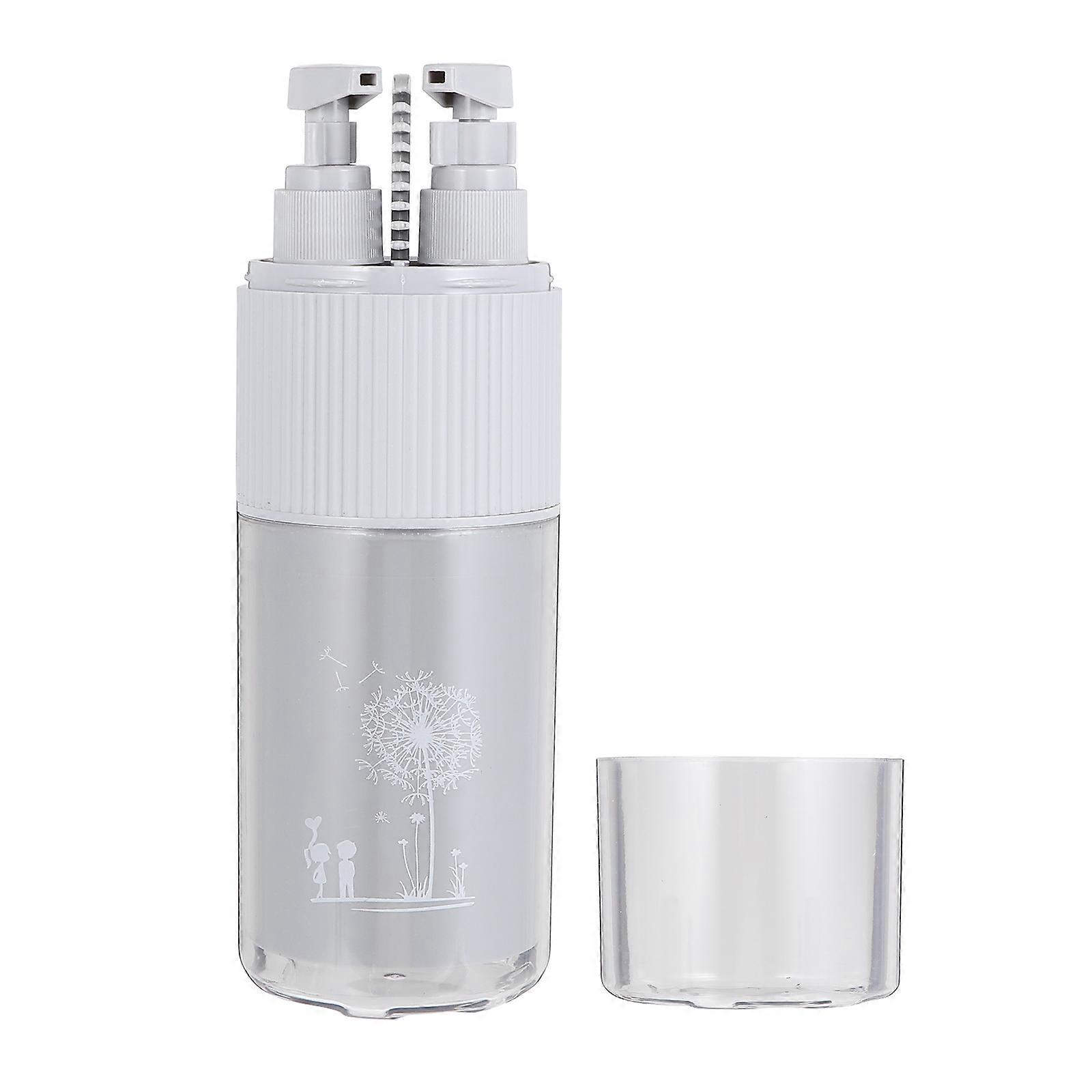 Portable Travel Toothbrush Holder Set with Rinsing Cups Lotion Pumps and Comb Grey Plastic Storage