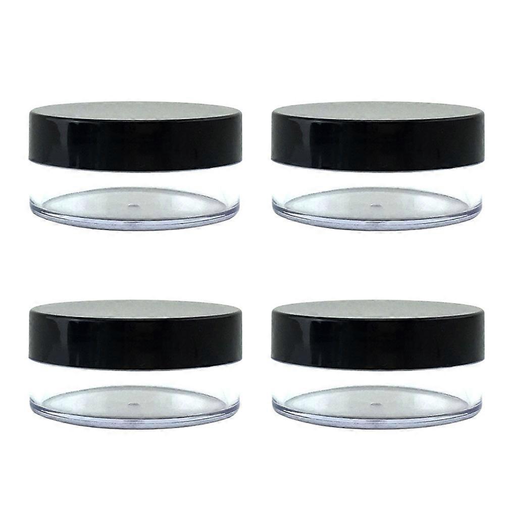 4PCS Portable Plastic Makeup Powder Containers with Black Lids for Travel and Puff Storage