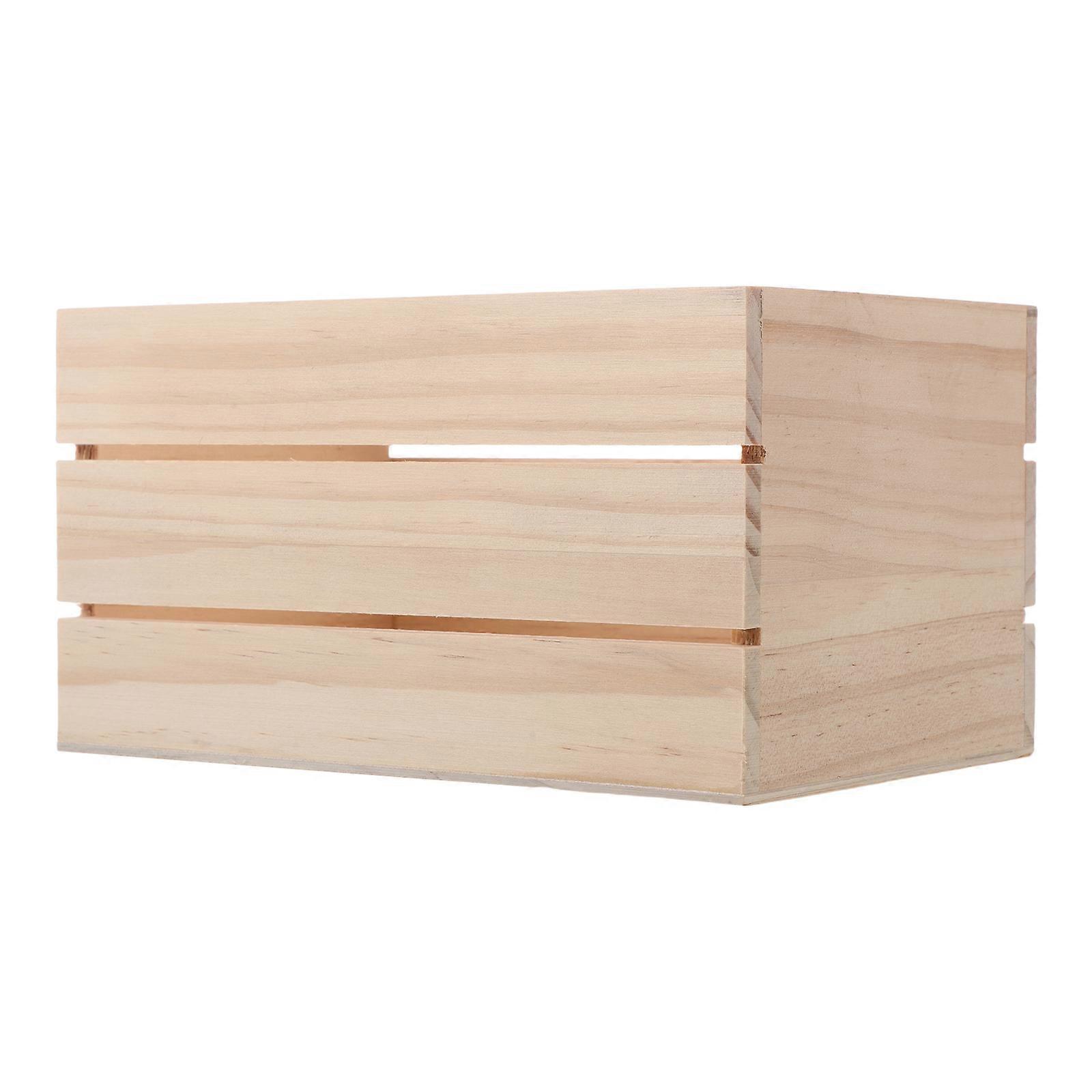 Wooden Crate 16.5x10.5cm Solid Wood Storage Box Multi Purpose Organizer for Playthings, Books & Home Decor – Decorative Wooden Crate for Desk, Living