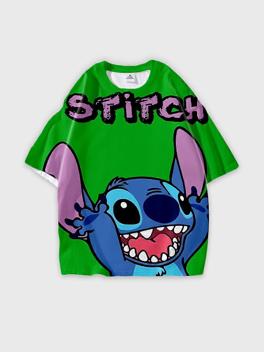 T-shirt girocollo Cartoon Pattern manica corta sciolta D3398