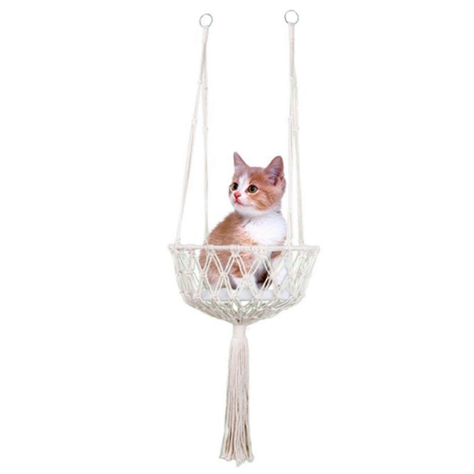 Macrame Cat Hammock Boho Cat Swing with Natural Cotton Rope
