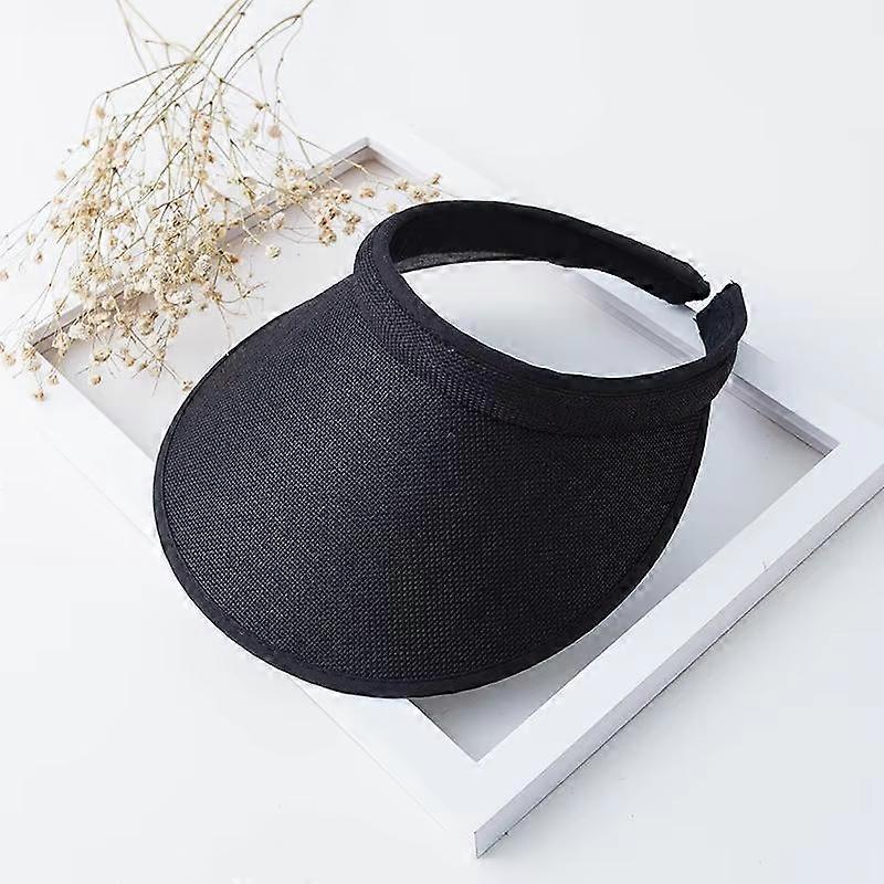 Women Summer Empty Top Visors Sun Hat Simple Solid Color Wide Brim Sunscreen Cap Female Outdoor Adjustable Travel Beach Hats