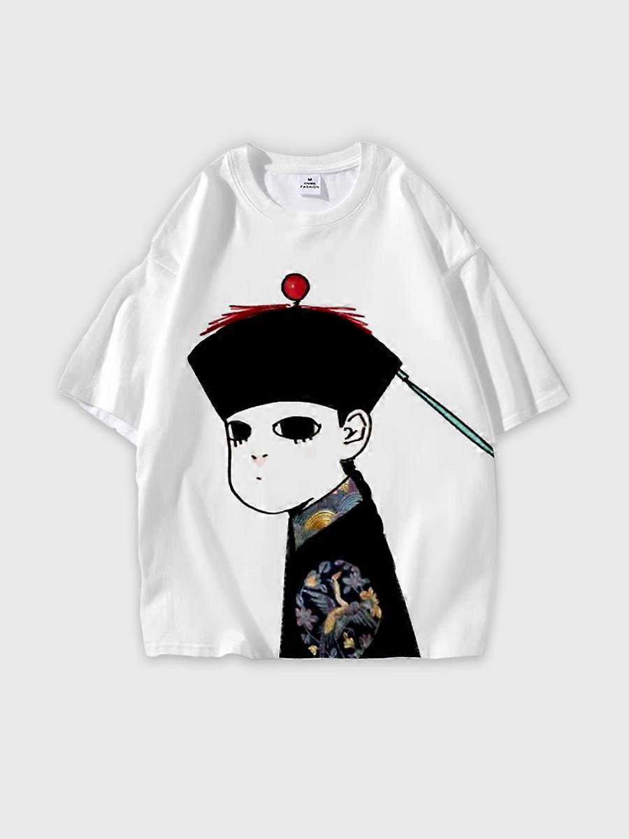 T-shirt round neck Role Pattern loose short sleeve E3712