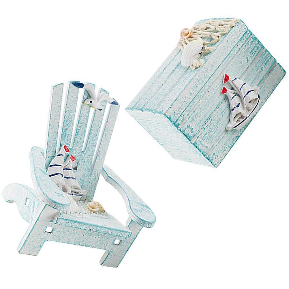 Mediterranean Style Mini Chair Craft Decor Made of Pine for Desktop Bookshelf Adornment 7.5 inches