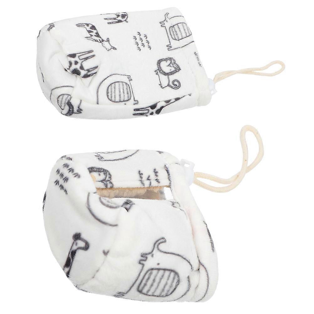 2pcs Cartoon Pattern Nursing Bottle Covers with Thickened Lamb Cashmere Lining Heat Preserving Sleeve for Standard Bottles, Portable and Protective