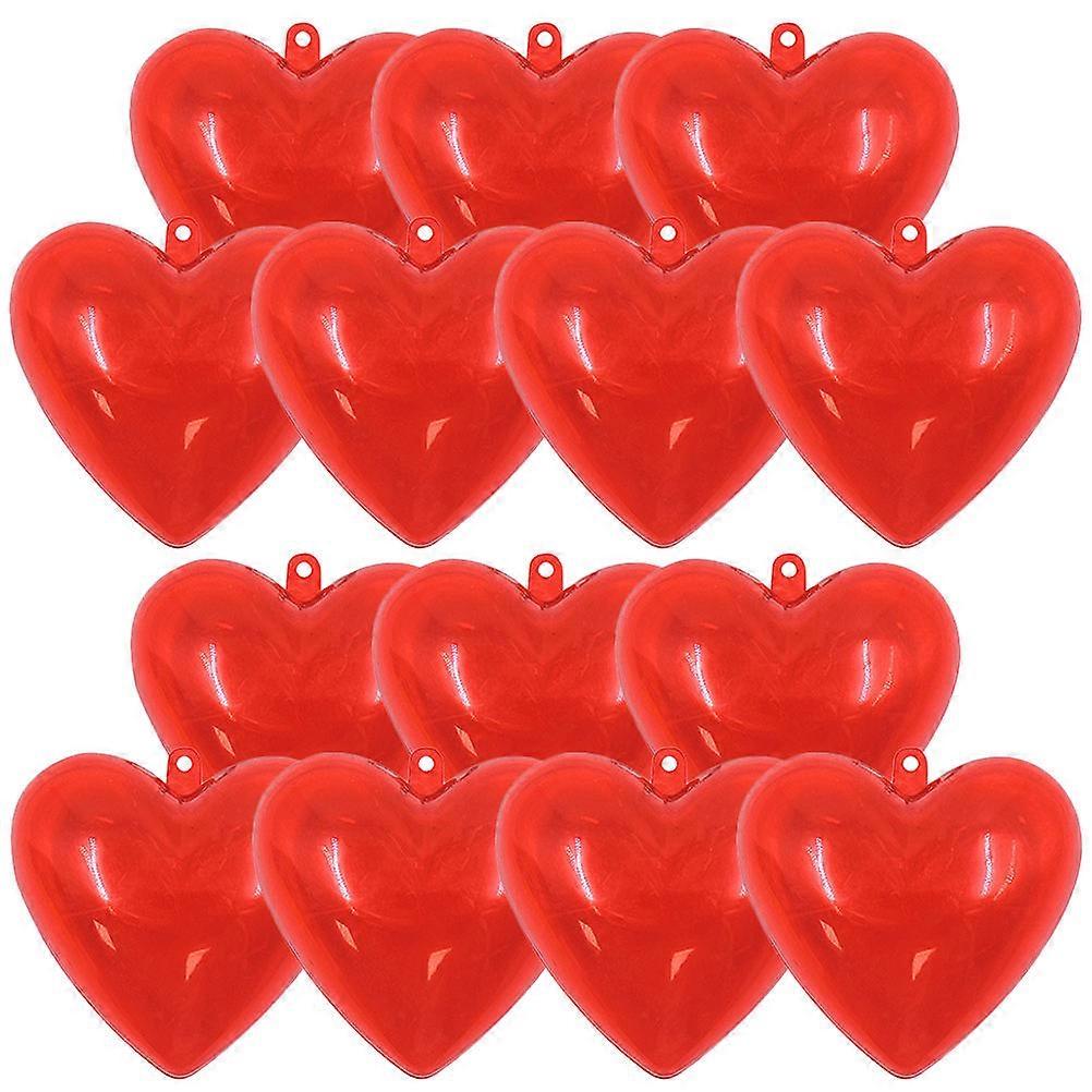 Red Fillable Heart Shaped Balls for DIY Crafts and Storage with Hole for Hanging Plastic Valentine Decorations