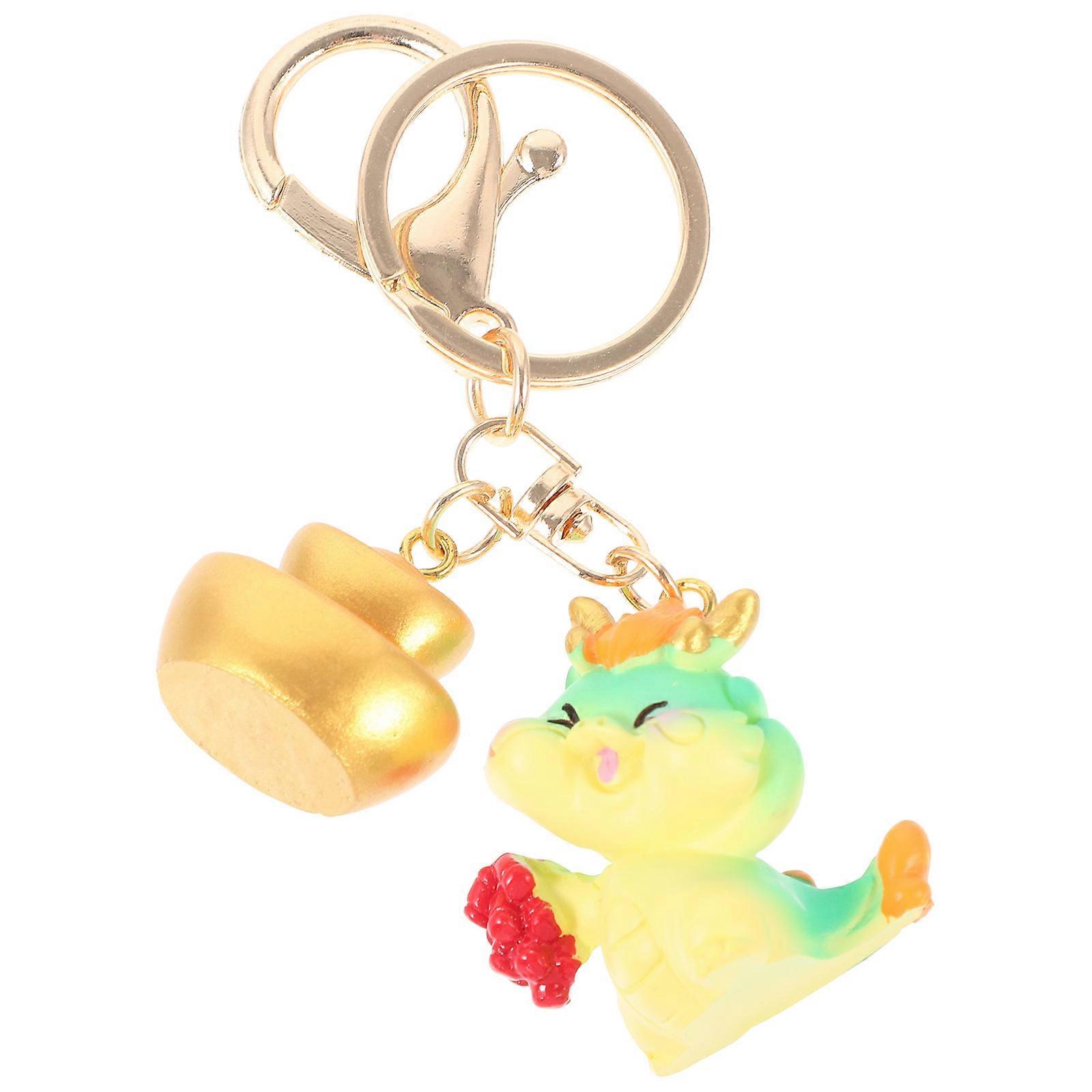 Adorable Dragon Keychain with Resin and Metal Pendant for Decor Multi Color 3 5 Inches