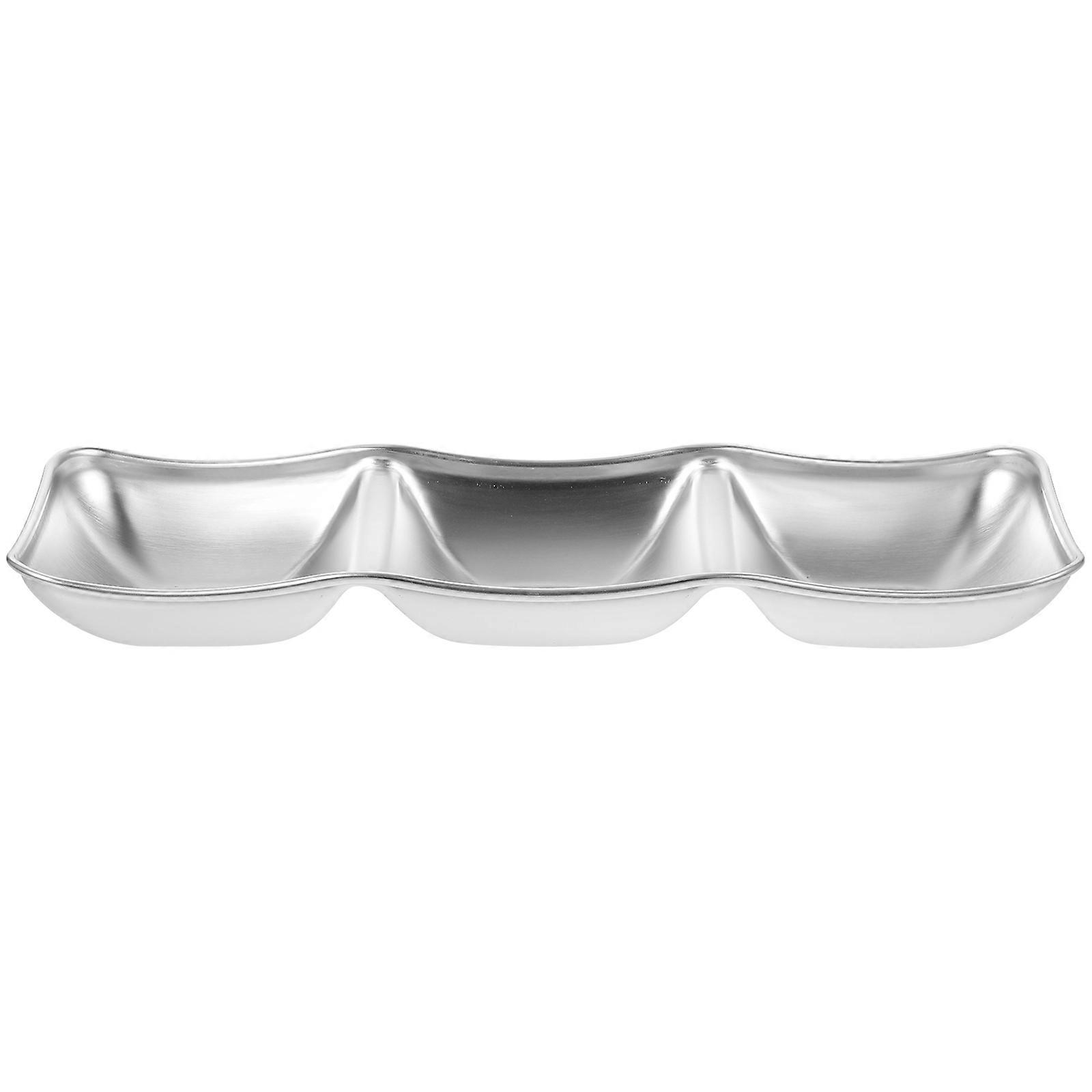 Stainless Steel Sauce Dipping Dish with Multigrid Design for Storing Sauces and Seasonings 7.5 inches