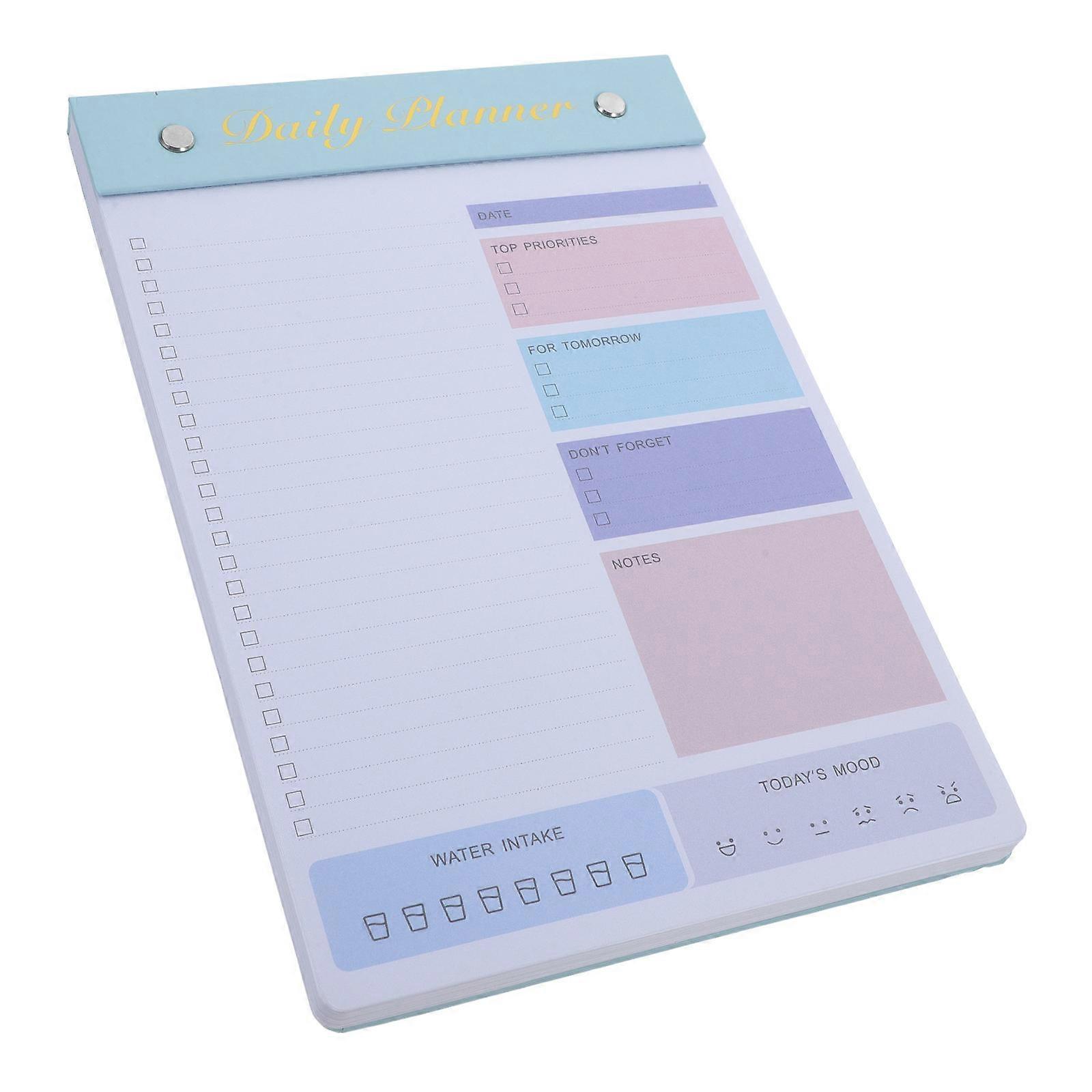 Undated Daily Planner Notebook Rectangular Shape Simple Style Household Use Blue Color Paper Material 1Set
