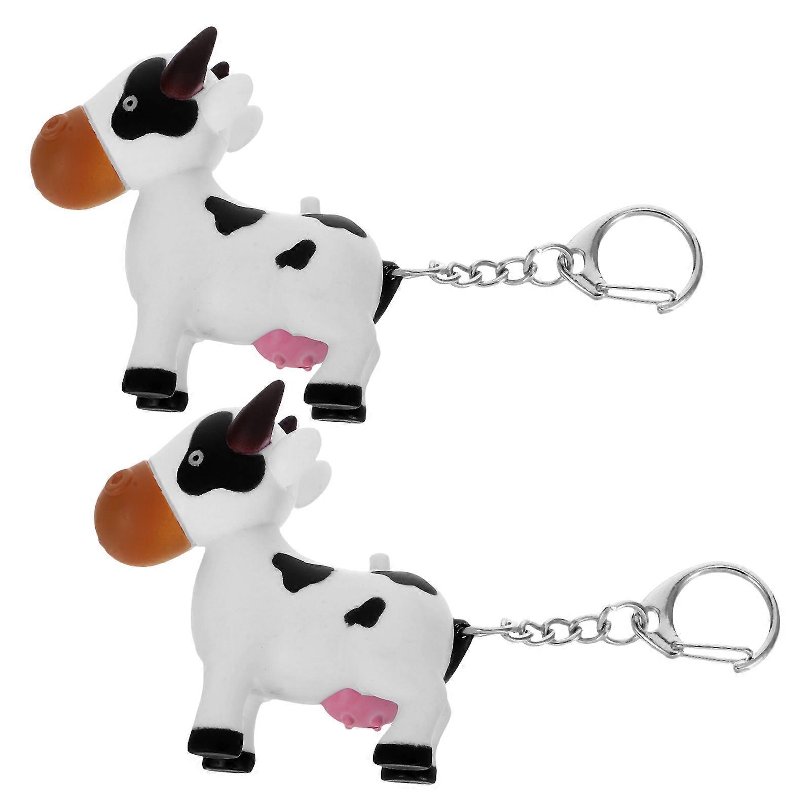 2PCS Cartoon LED Keychains with Sound, Durable Buckle Lighted Animal Key Rings for Bags, Multi Use Fun Accessories for Adults