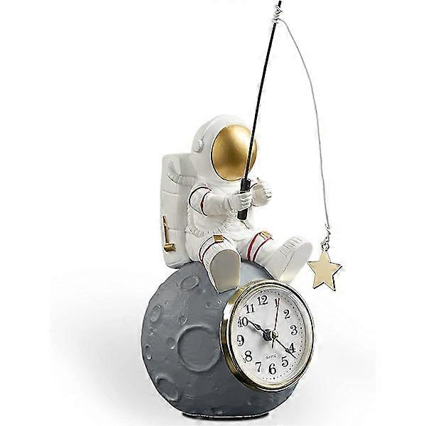 Astronaut figurine clock for desk and shelf, battery powered