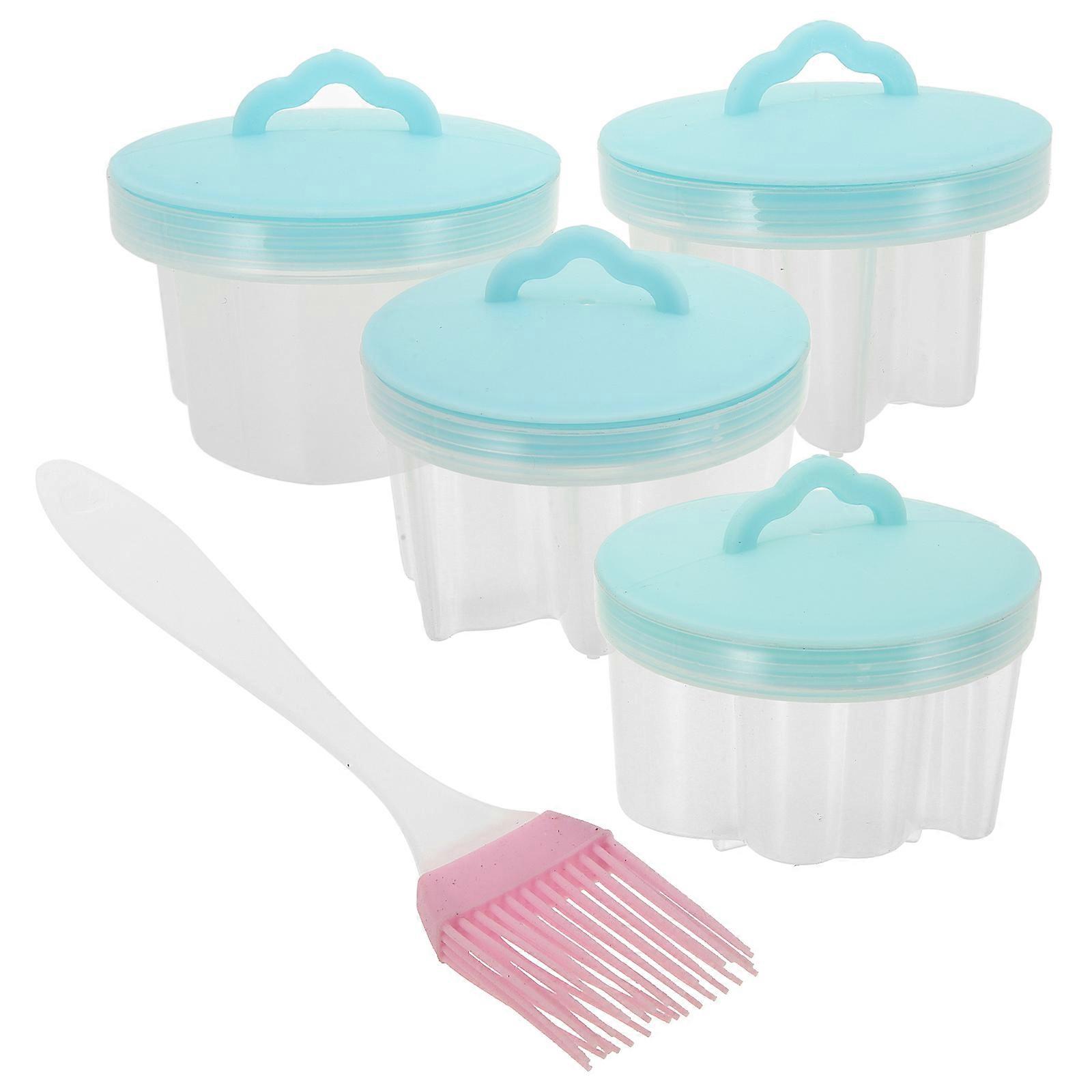 Egg Cooker Mold 4Pcs Egg Steaming For Breakfast Preparation Baby Food Maker Animal Shapes Blue PP Heat 3×3×2.8in