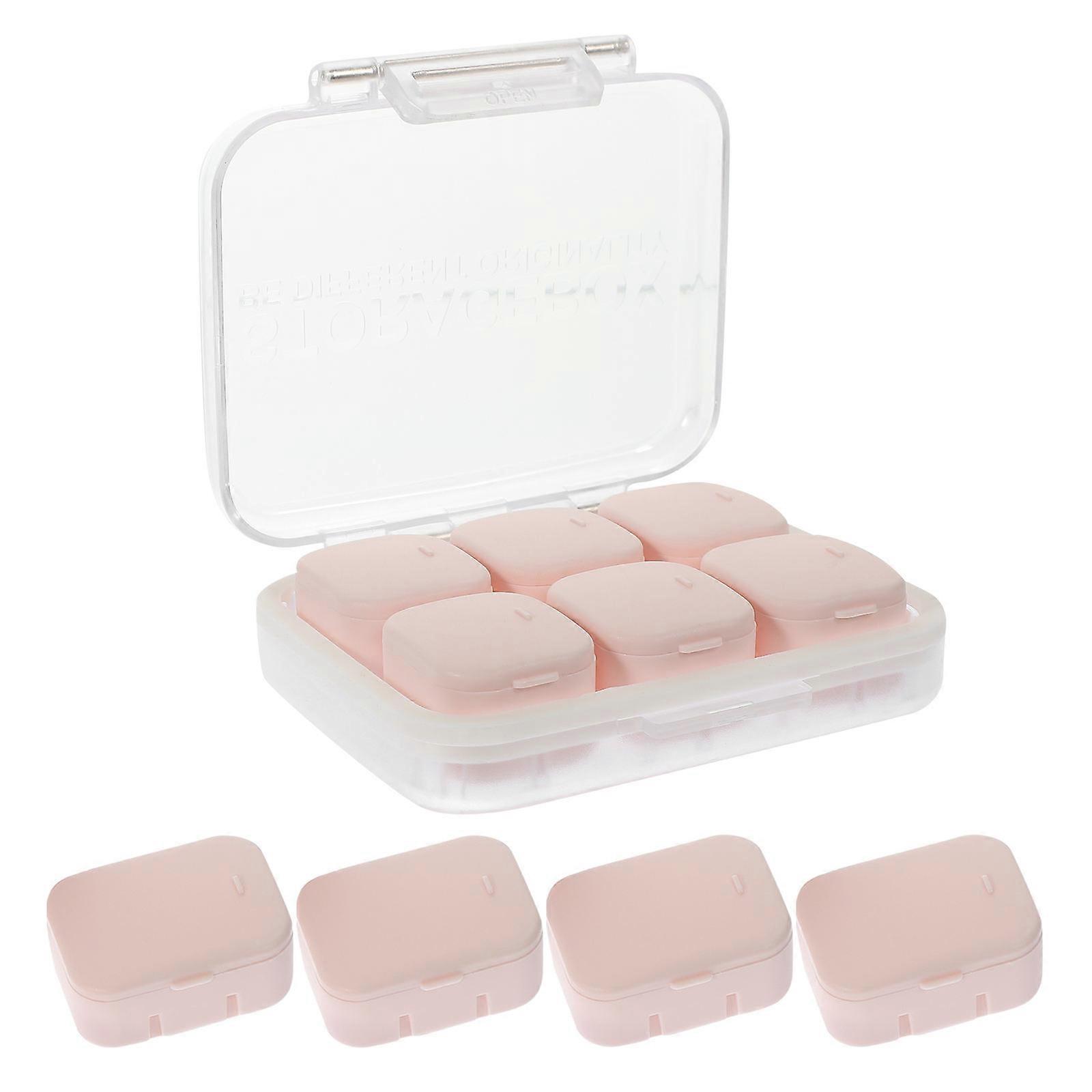 Portable Medication Organizer Storage Case For Daily Use Featuring A Rectangular Design In Pink Color 1 Set