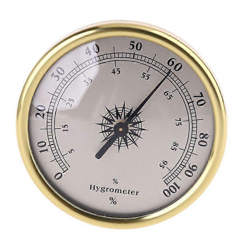 72*34mm PE Hygrometer Aluminum Alloy Indoor Durable Gold 0 - 100%(RH) Moisture Meter