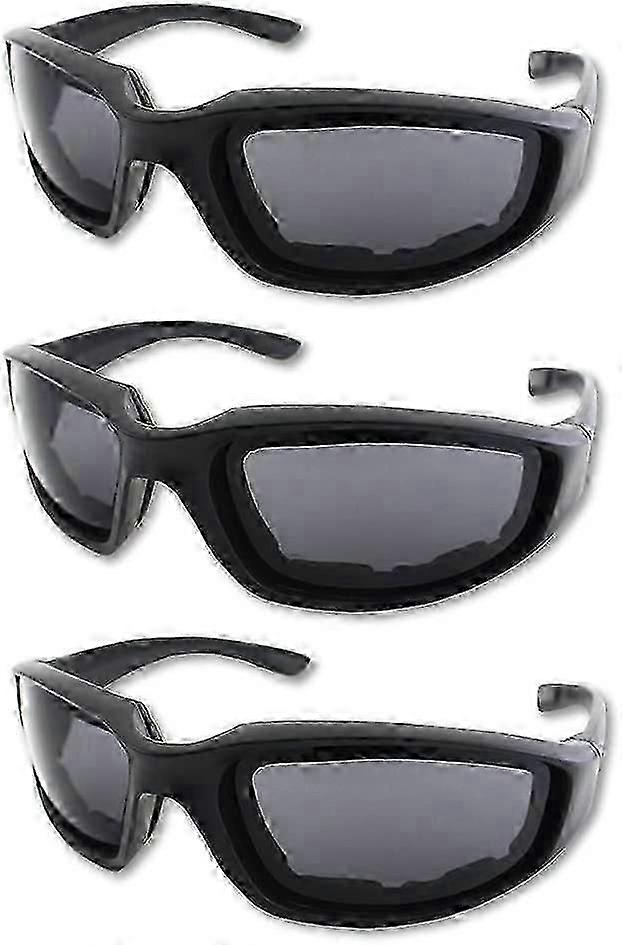 3 Pair Motorcycle Riding Glasses Padding Goggles Uv Protection Dustproof Windproof Motorcycle
